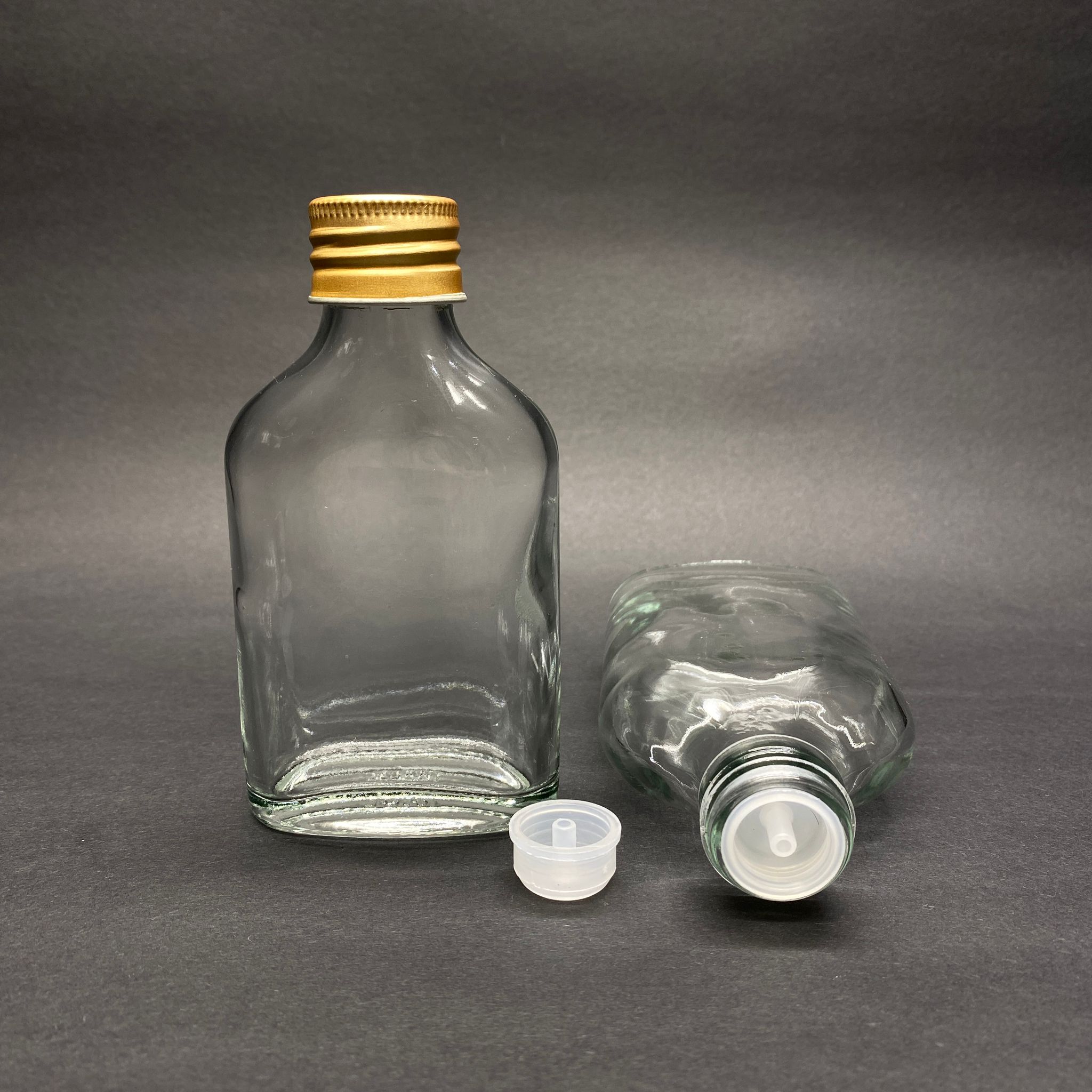 100 Cc Yassı Lüx Kolonya Cam Şişe - Gold Metal Alüminyum Kapaklı + Kolonya Tıpalı - 100 Ml Lüks Metal Kapaklı Cam Kolonya Şişesi