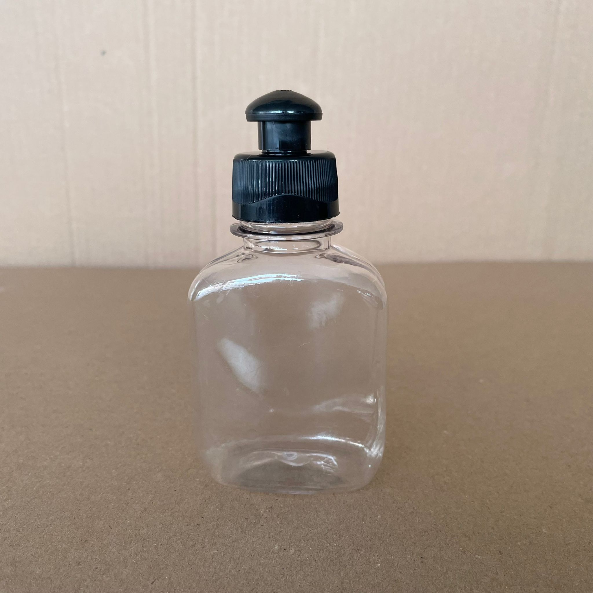 100 Cc Yassı Pet Şişe - Siyah Push Pull Kapaklı - 100 Ml Pet Şişe Kalın (15 Gr)