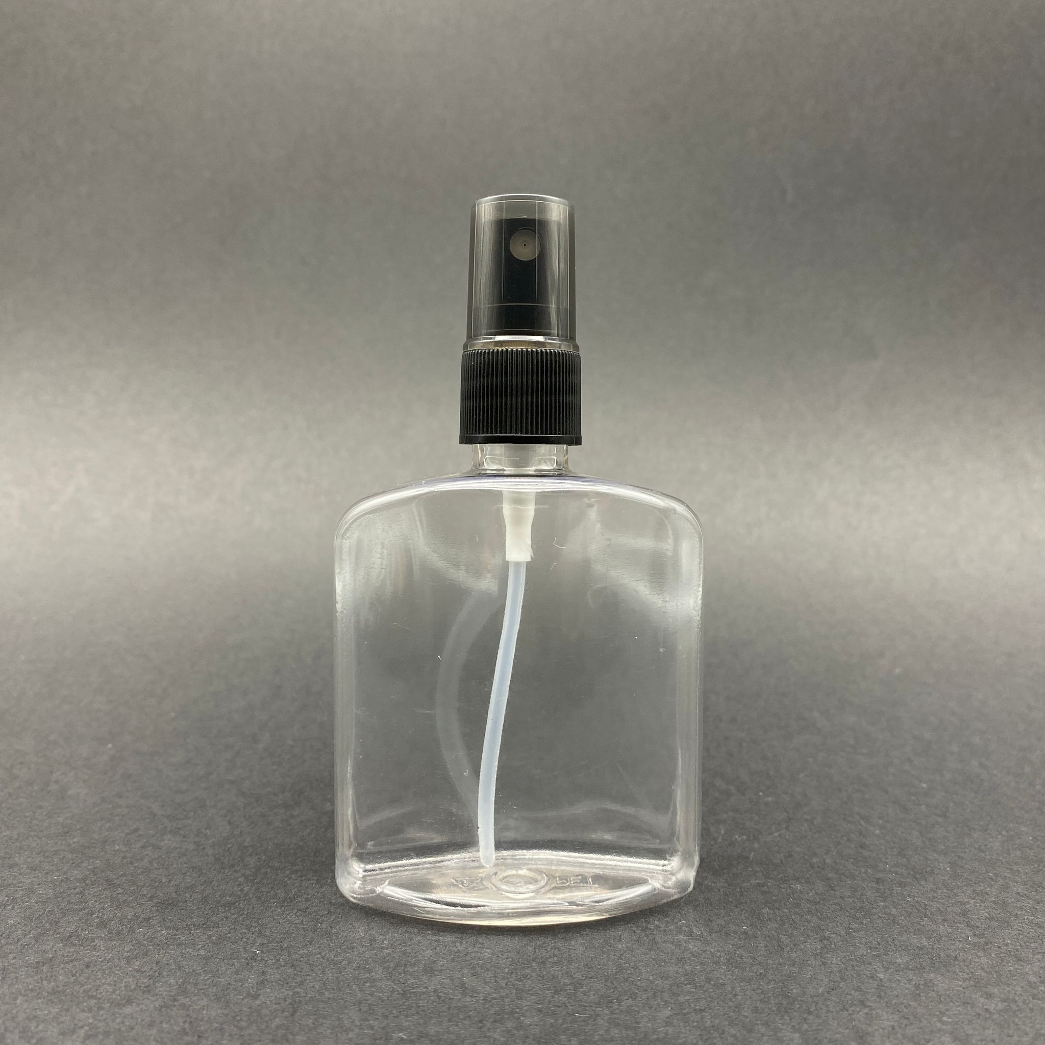 100 Cc Yassı Plastik Şişe - Siyah Spreyli - 100 Ml Spreyli Pet Şişe