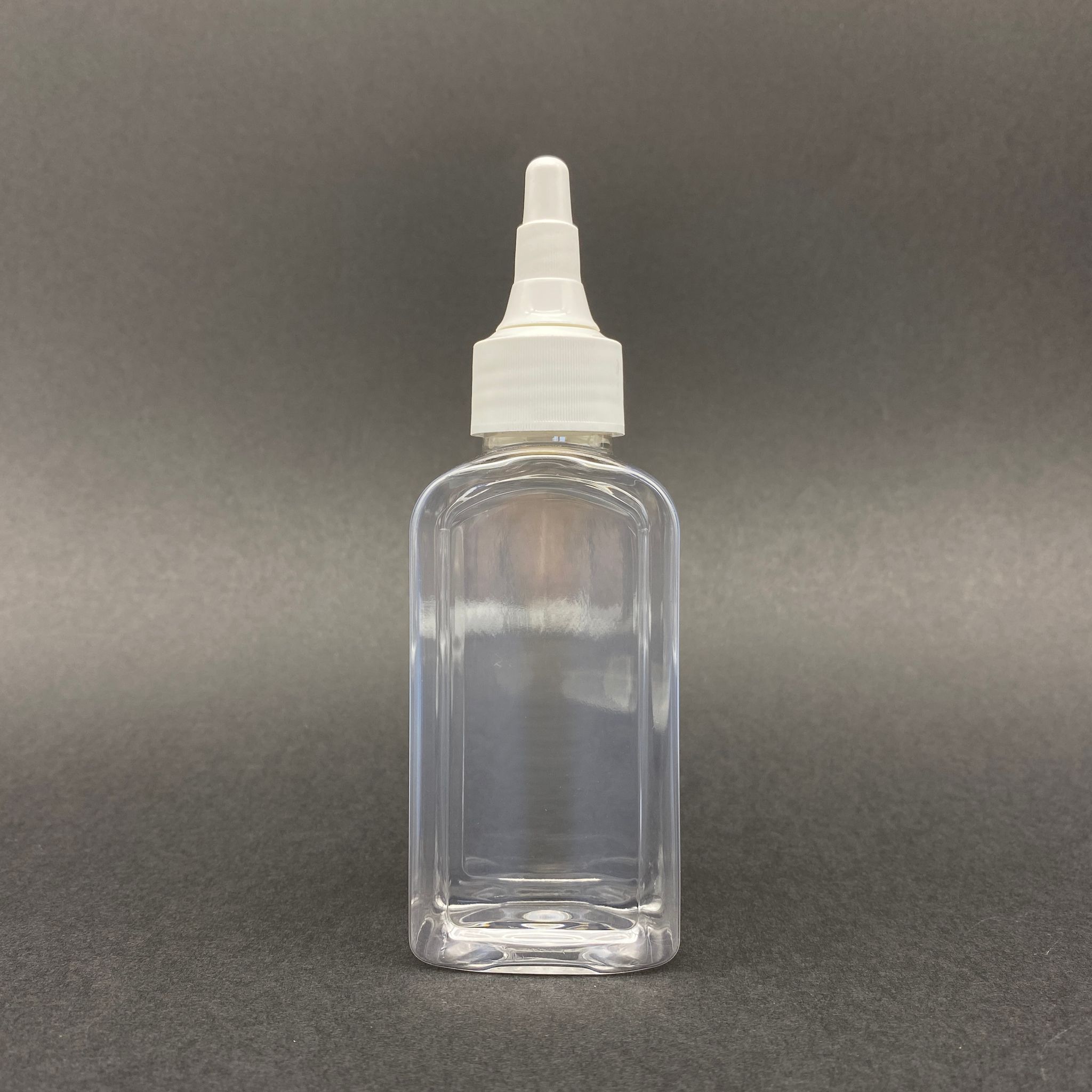 100 Cc Yassı Şişe - Beyaz Asansör Akıtıcılı Kapaklı - 100 Ml Plastik Yassı Şişe