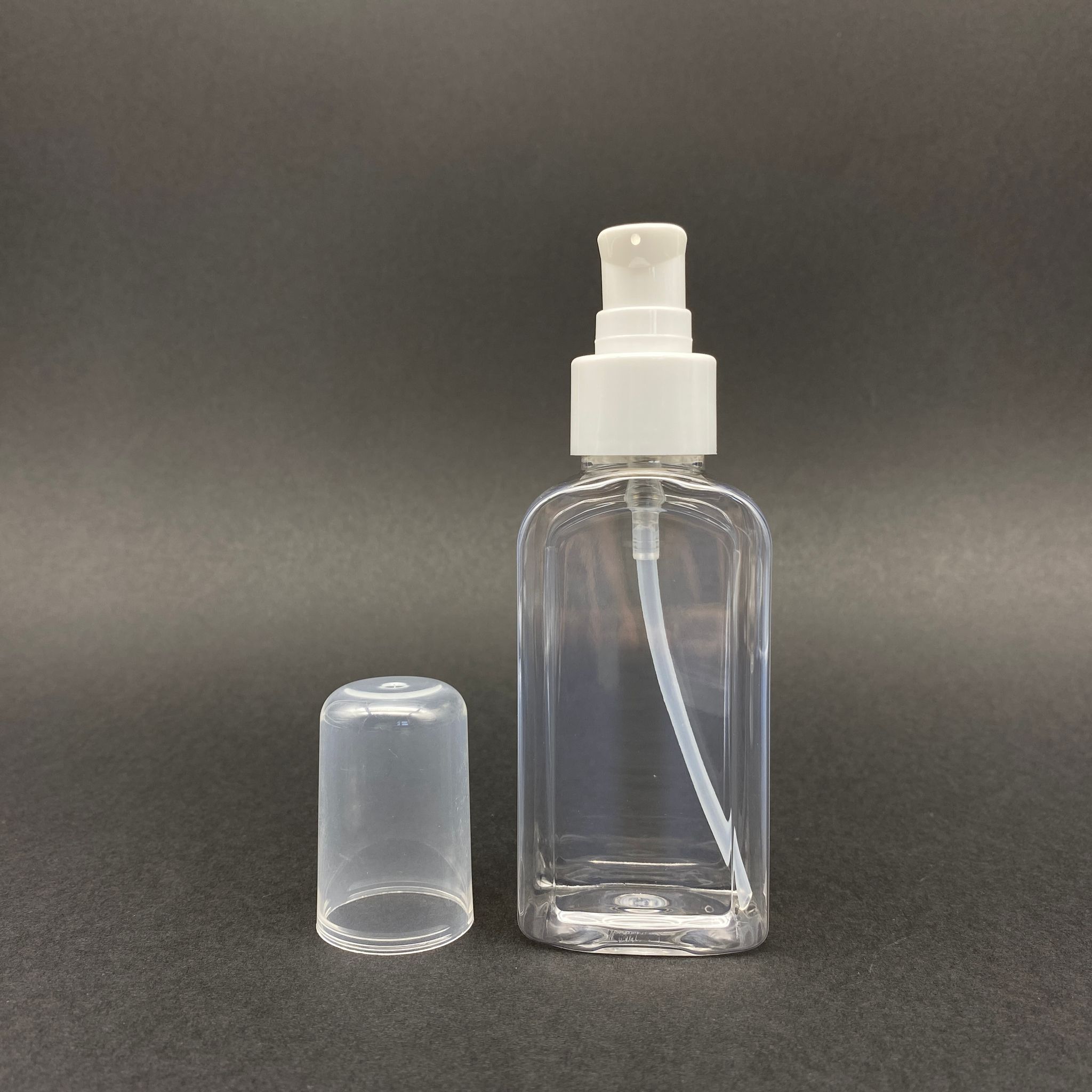 100 Cc Yassı Şişe - Beyaz Losyon Pompalı - 100 Ml Yassı Plastik Pompalı Şişe (Yoğun Kıvamlı Sıvılarda Kullanılır)