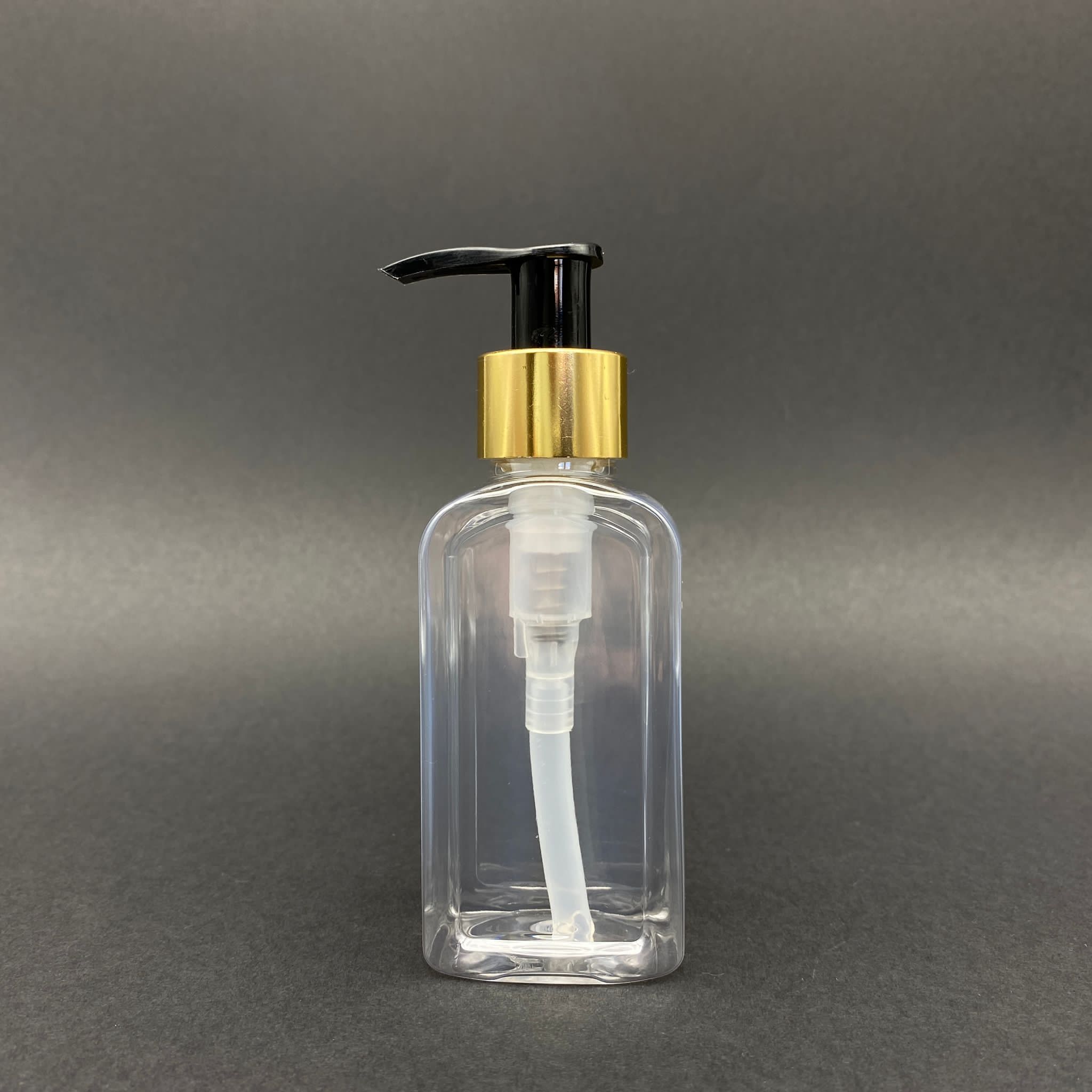 100 Cc Yassı Şişe - Gold Pompalı - 100 Ml Yassı Plastik Pompalı Şişe (Yoğun Kıvamlı Sıvılarda Kullanılır)
