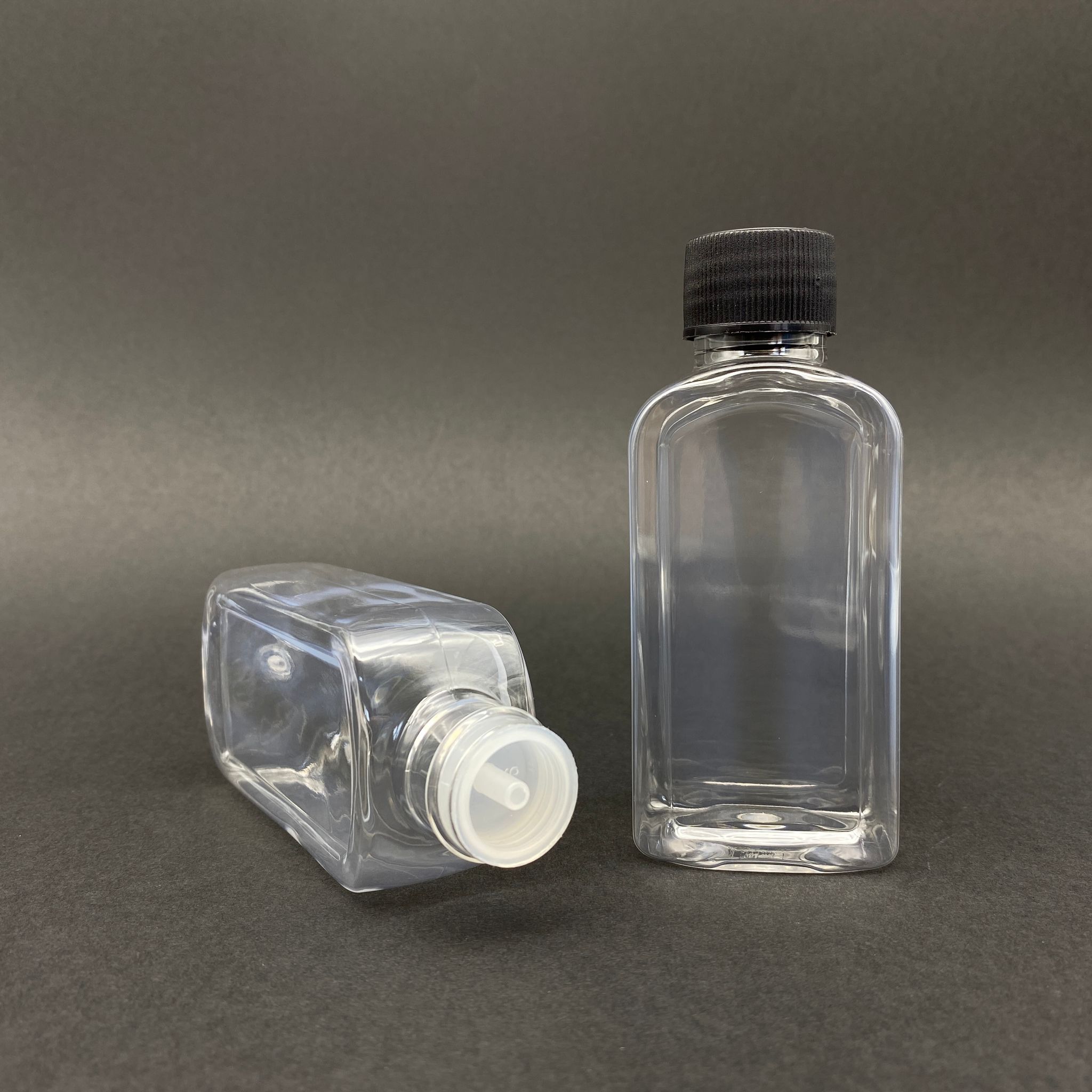 100 Cc Yassı Şişe - Siyah Kapaklı - Kolonya Tıpalı - 100 Ml Plastik Kolonya Şişesi