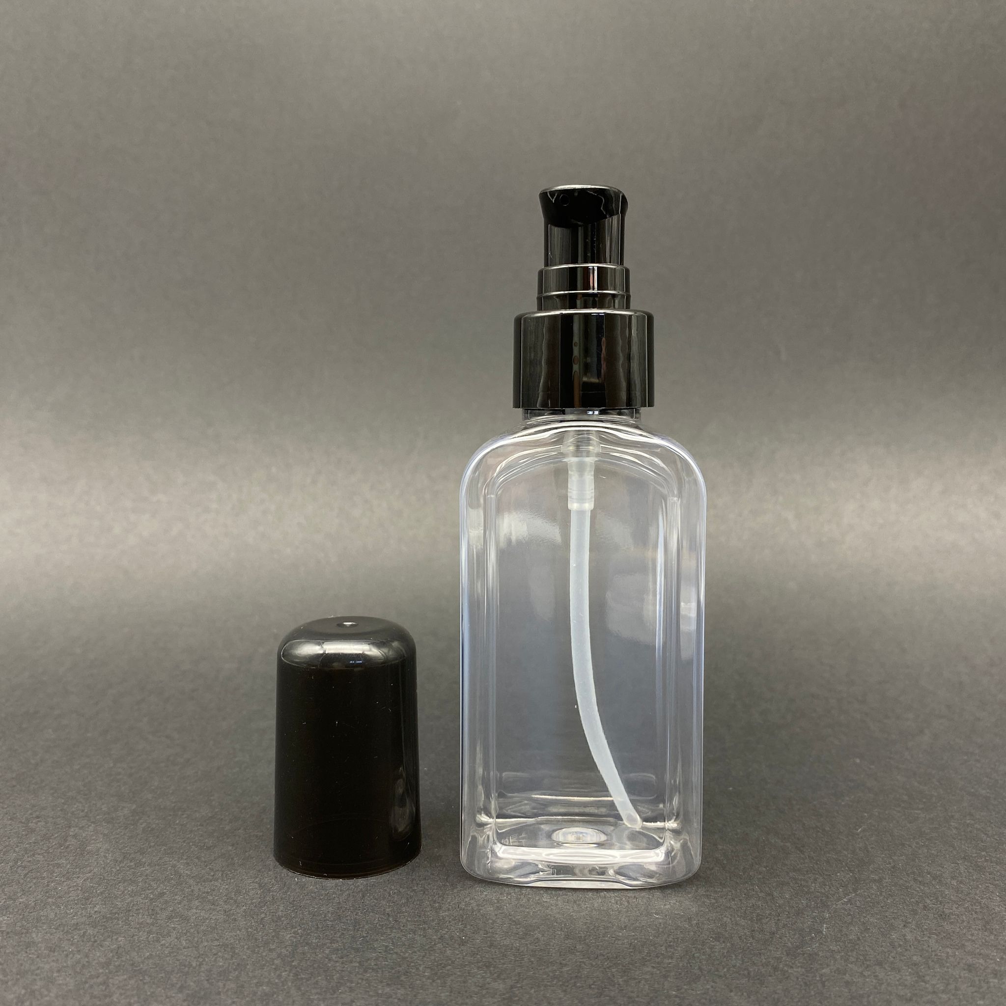 100 Cc Yassı Şişe - Siyah Losyon Pompalı - 100 Ml Yassı Plastik Pompalı Şişe (Yoğun Kıvamlı Sıvılarda Kullanılır)