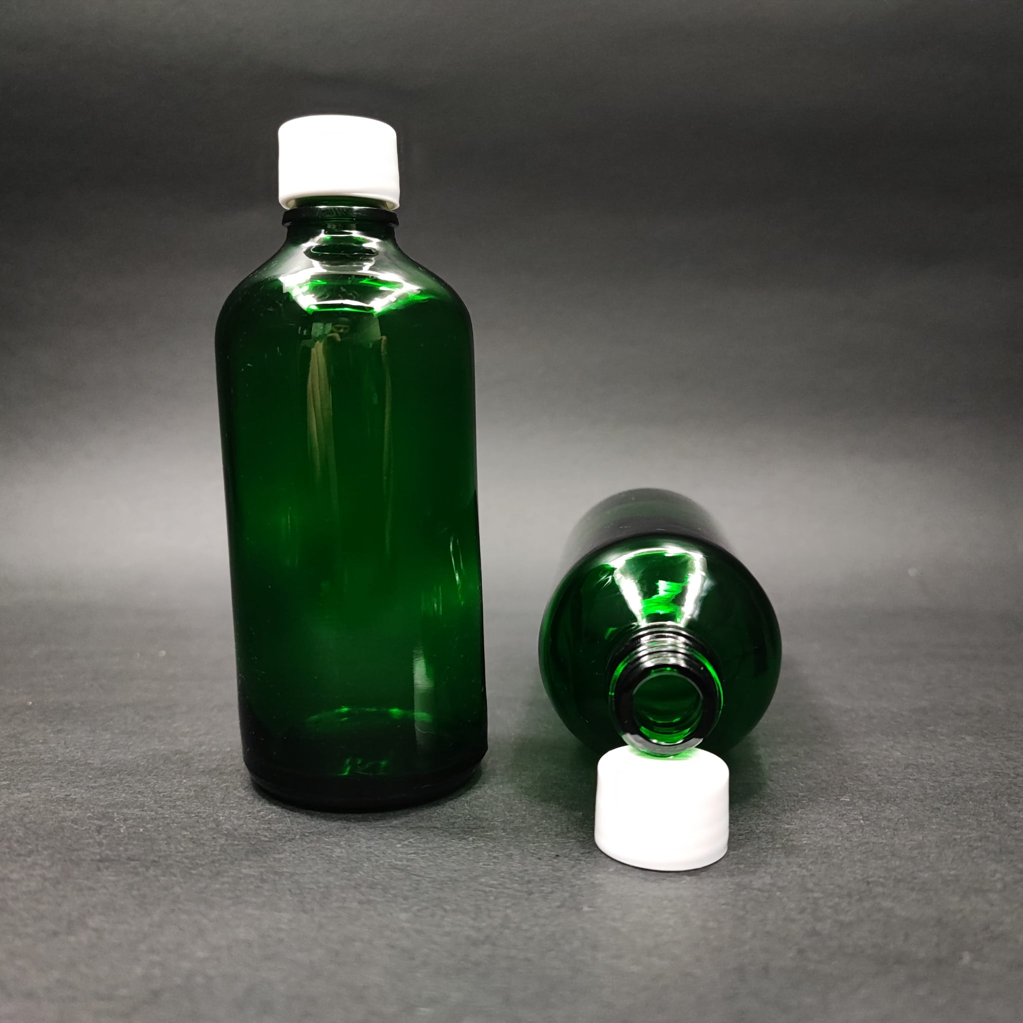 100 Cc Yeşil Cam Şişe + Kendinden Contalı Sızdırmaz Beyaz Kapak - 100 Ml Kapaklı Cam Şişe