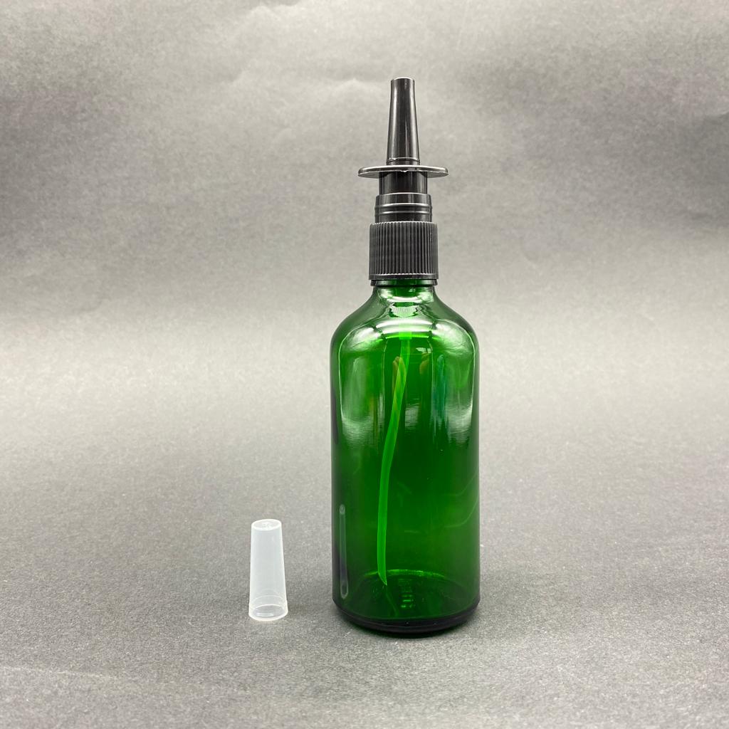 100 Cc Yeşil Cam Şişe Siyah Burun Spreyli Takım - 100 Ml Nazal Spreyli Cam Şişe