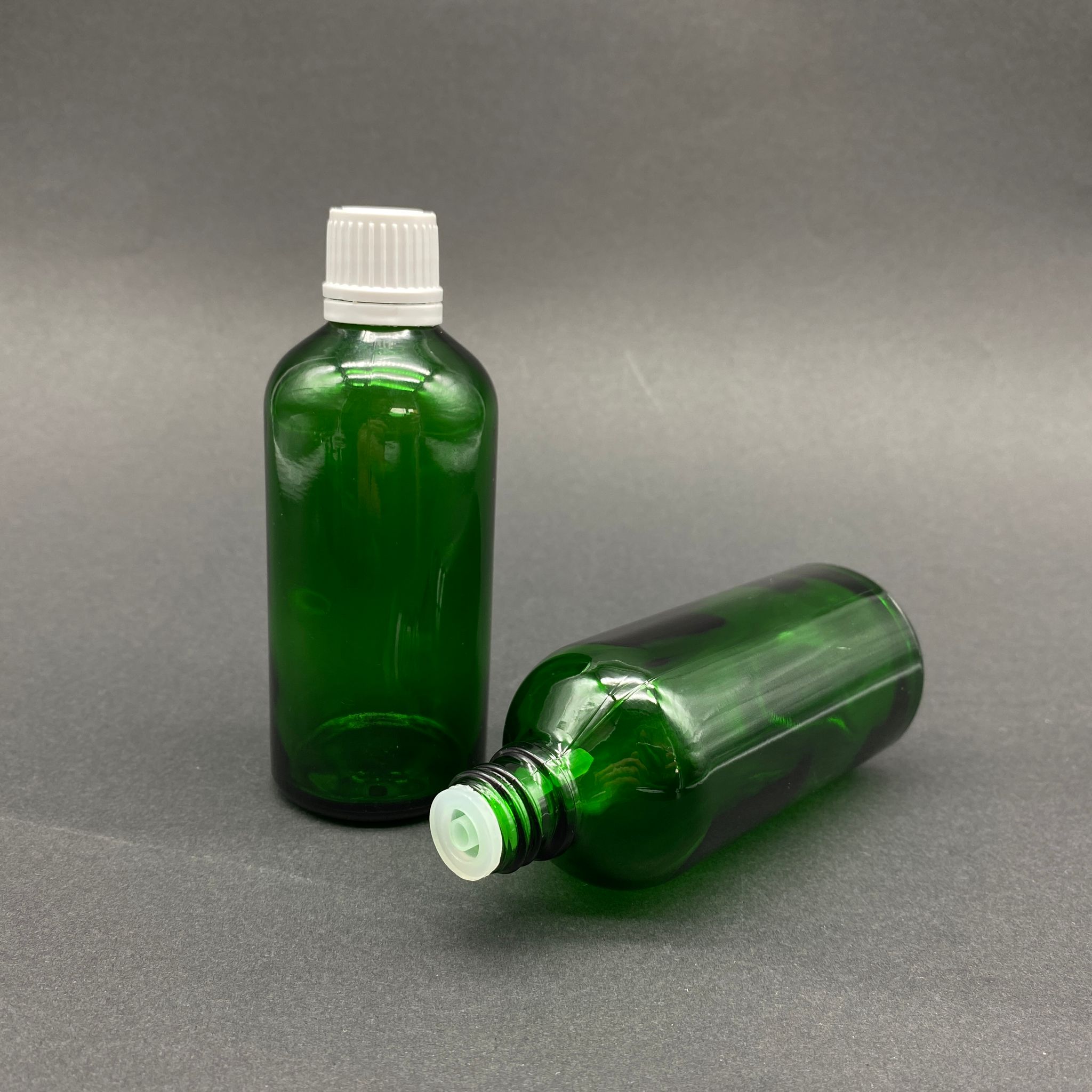 100 Cc Yeşil İçten Damlalıklı - Beyaz Kilit Kapaklı Cam Şişe - 100 Ml Yeşil Yeni İçten Damlalıklı Cam Şişe