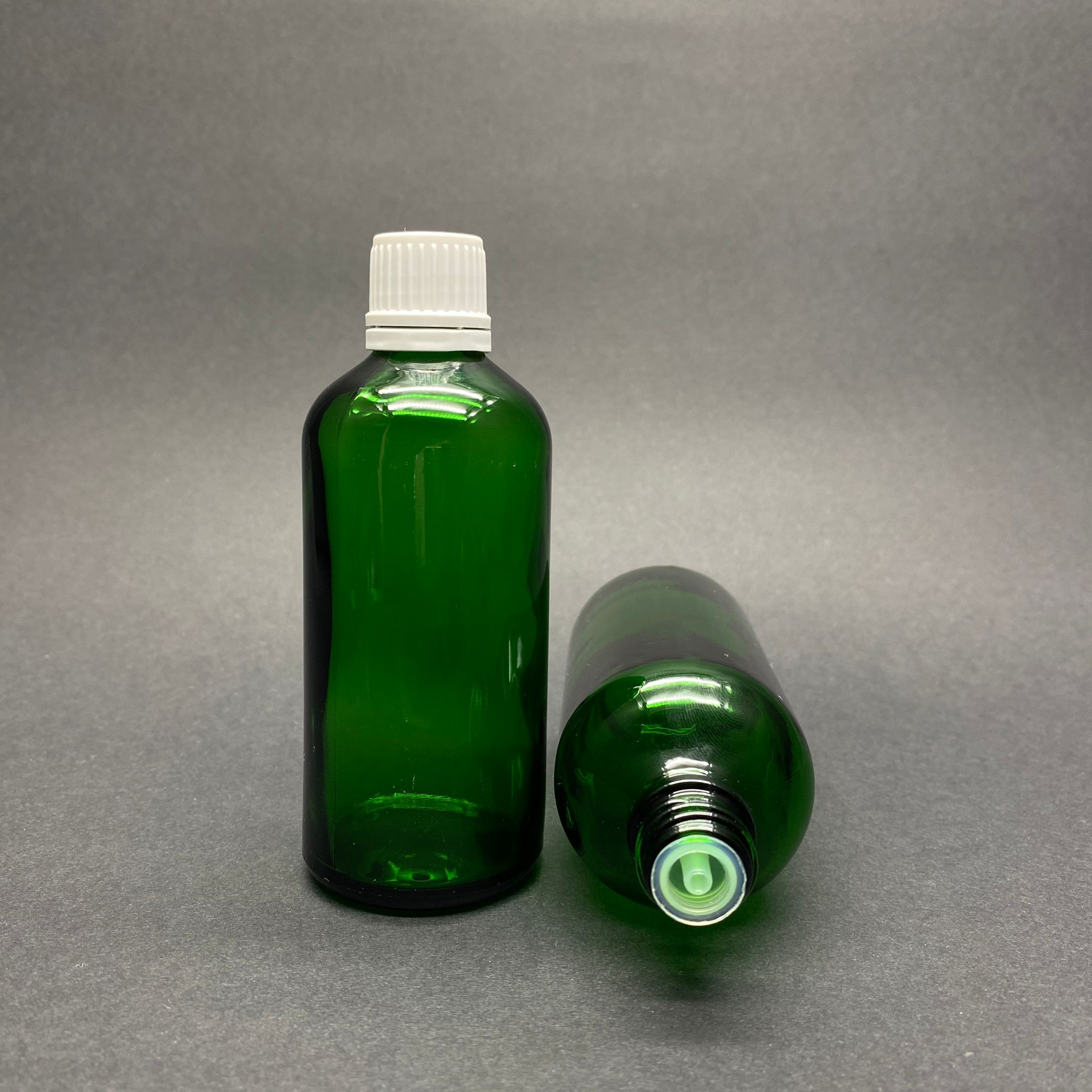 100 Cc Yeşil İçten Damlalıklı (Opsiyonel Damlalık) - Beyaz Kilitli Kapaklı Cam Şişe - 100 Ml Kolonya Tıpalı Cam Şişe