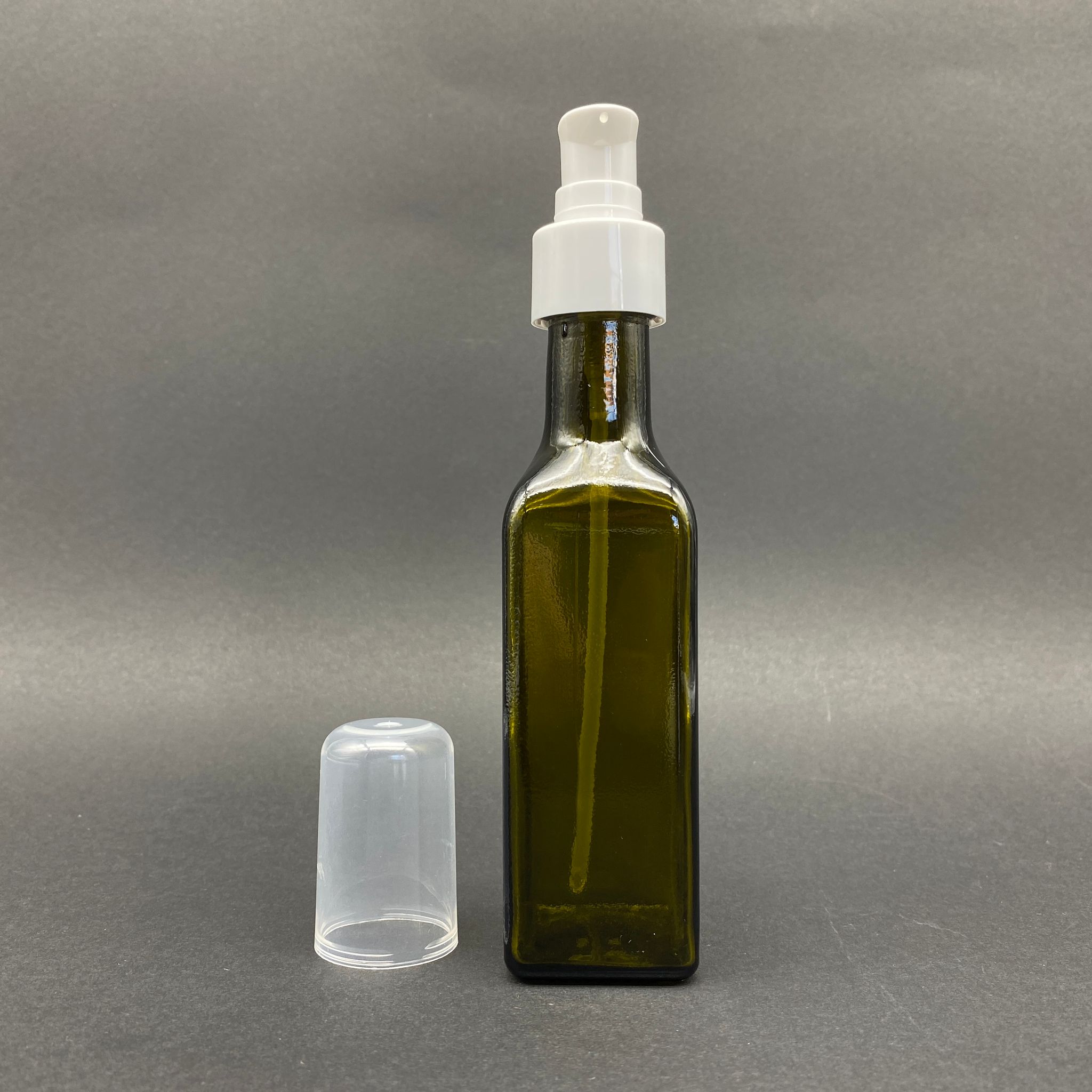 100 Cc Yeşil Maraska Cam Şişe - Beyaz Losyon Pompalı - 100 Ml Köşeli Cam Şişe