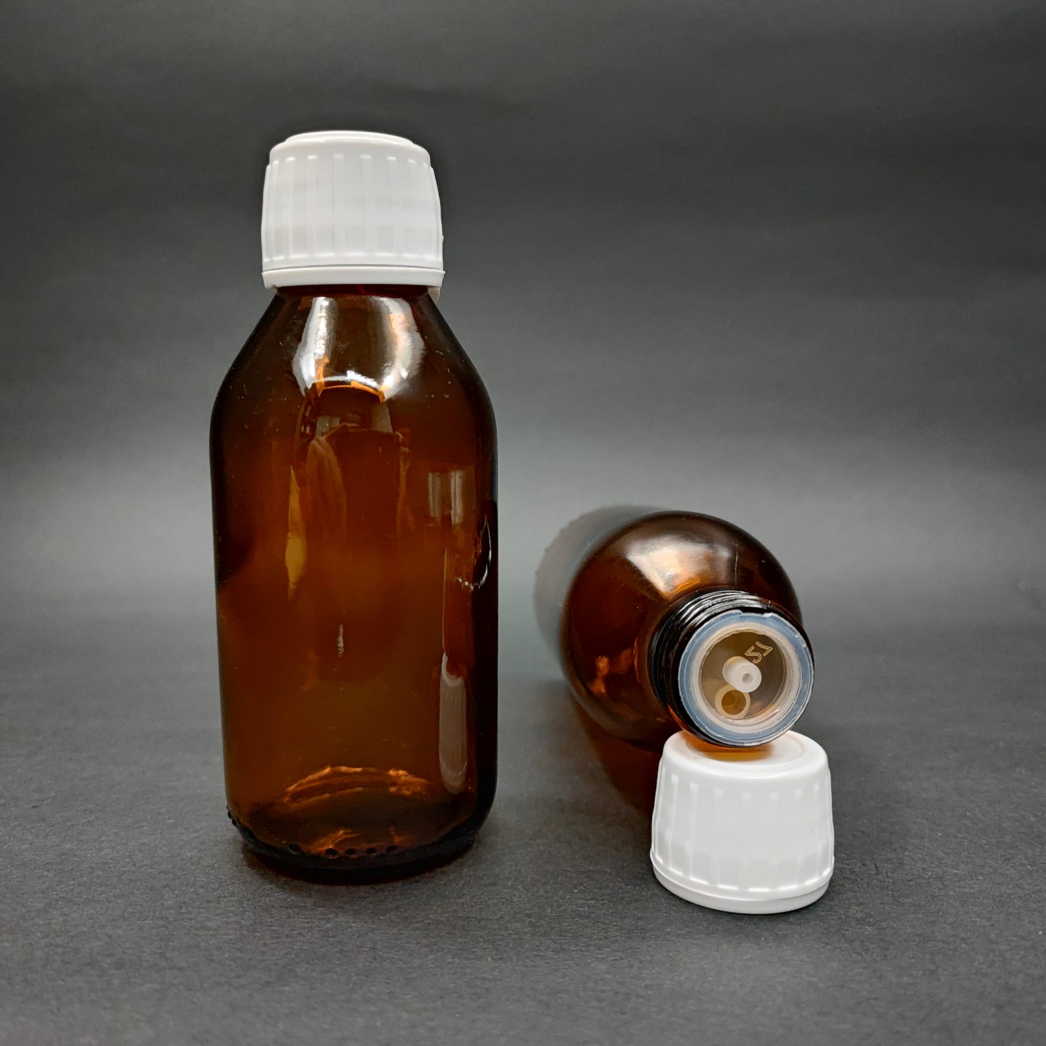 100 Ml Dolumu Kolay, Geniş Ağızlı İçten Damlalıklı Şişe (25 Mm Ağız)  - 100 Cc Beyaz Kilitli Damlalıklı Cam Ecza Şişesi - Amber Kahverengi