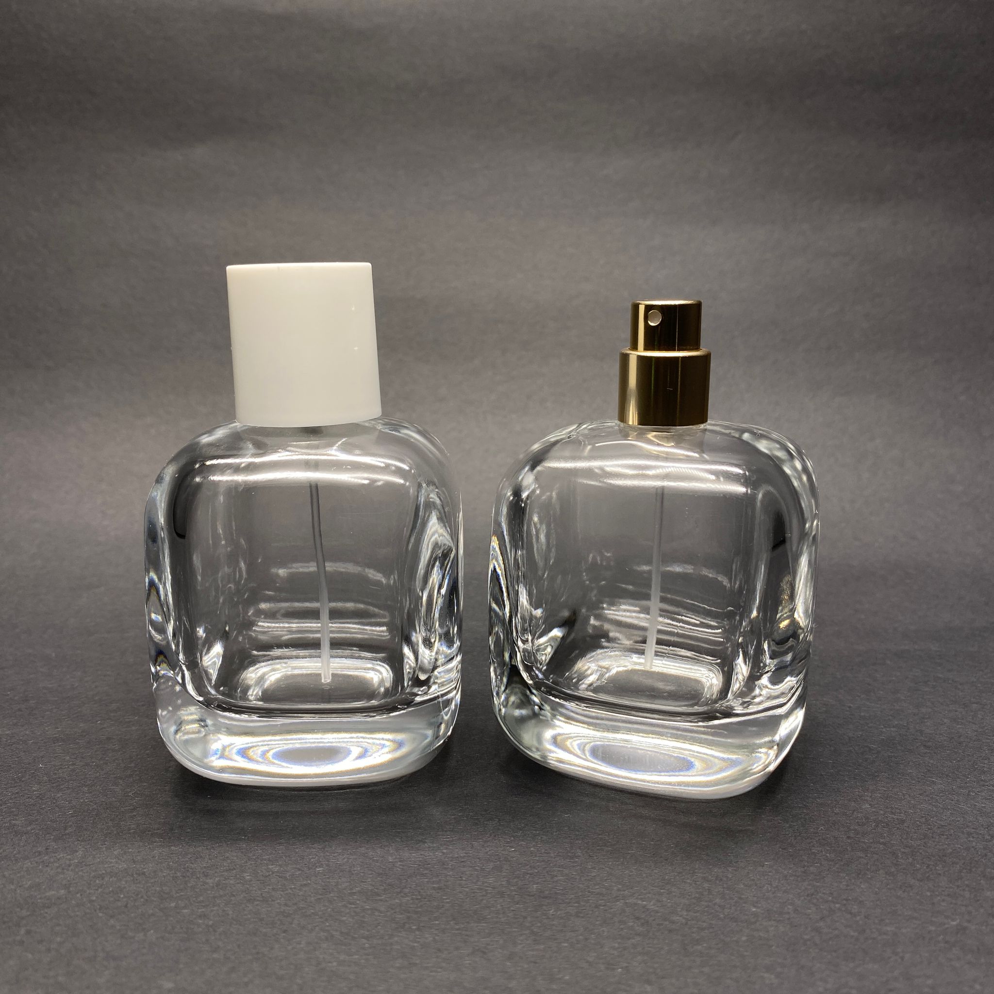 100 Ml Oval Kare Model Core Parfüm Şişesi - Gold Metal Spreyli + Beyaz Kapaklı (Ağız 15 Mm Geçme Kolay Kapama)