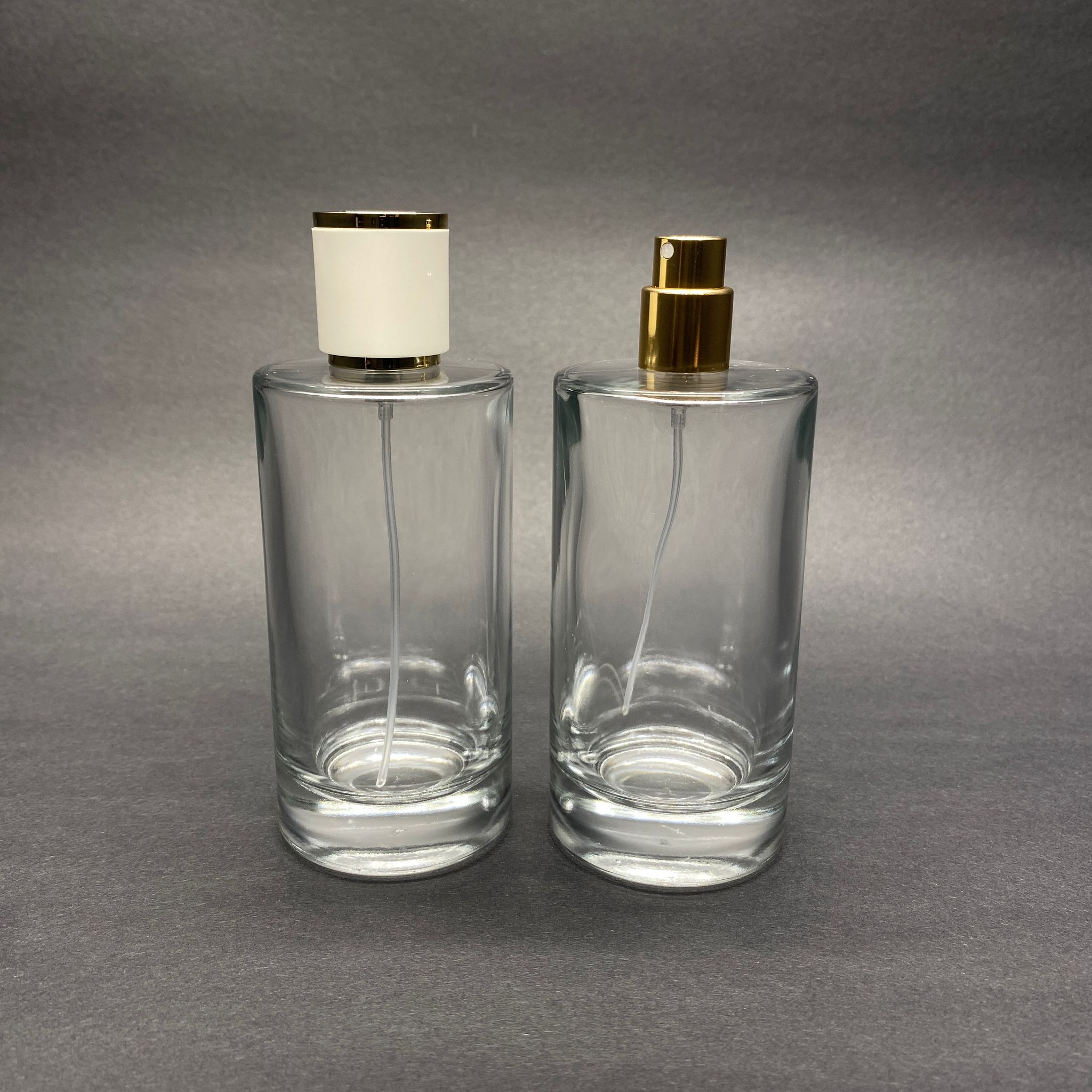 100 Ml Silindir Model Savage Parfüm Şişesi - Gold Metal Spreyli + Gold Beyaz Kapaklı (Ağız 15 Mm Geçme Kolay Kapama)