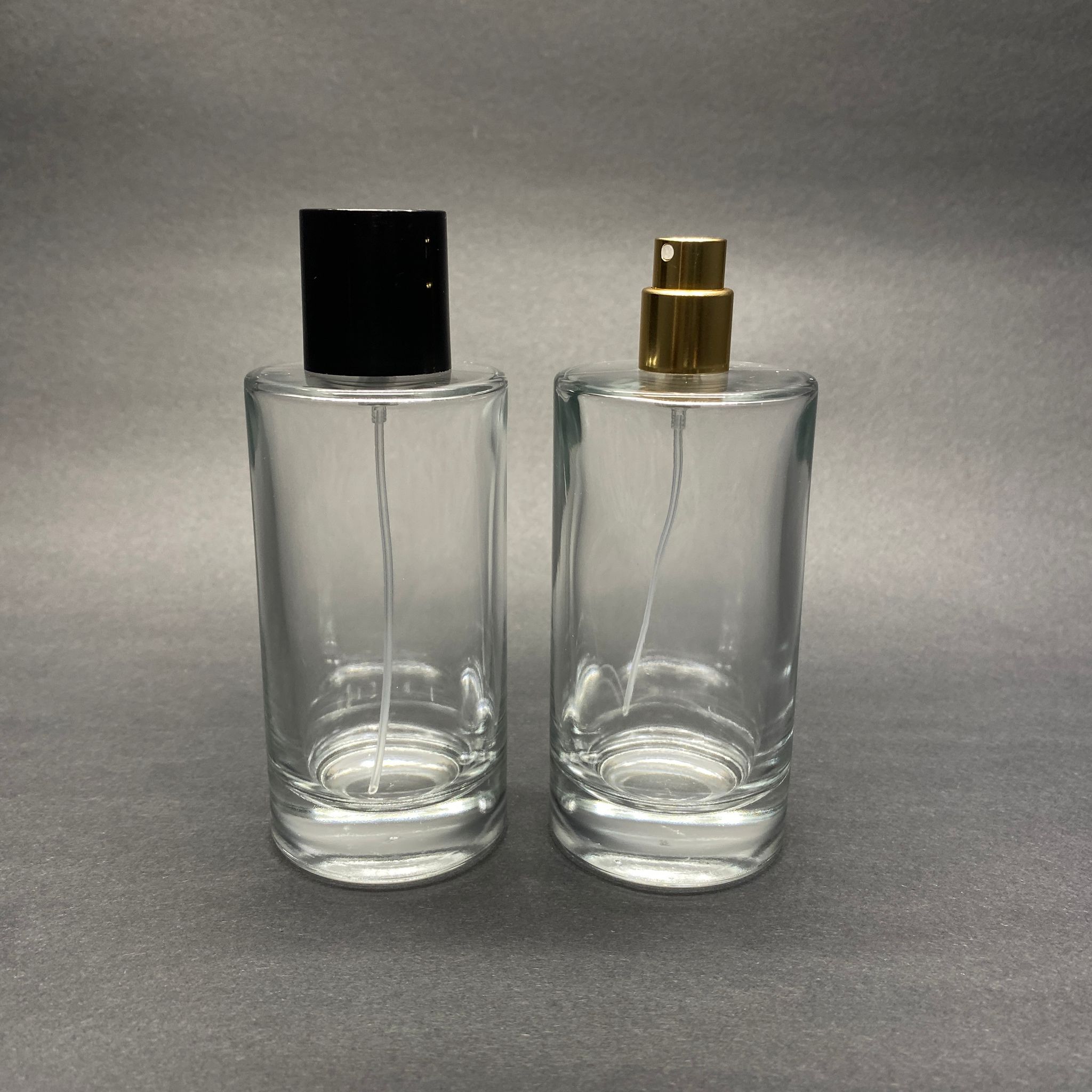 100 Ml Silindir Model Savage Parfüm Şişesi - Gold Metal Spreyli + Siyah Kapaklı (Ağız 15 Mm Geçme Kolay Kapama)