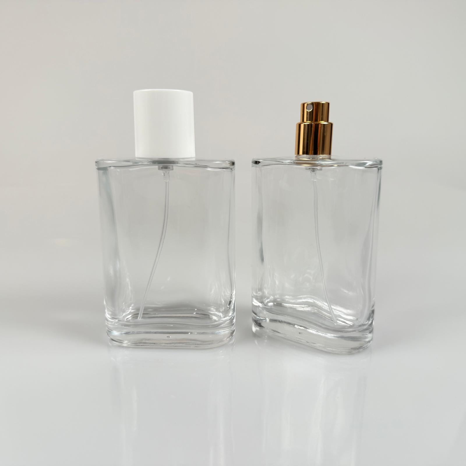 100 Ml Yassı Model Ceo Parfüm Şişesi - Gold Metal Spreyli + Beyaz Kapaklı (Ağız 15 Mm Geçme Kolay Kapama)