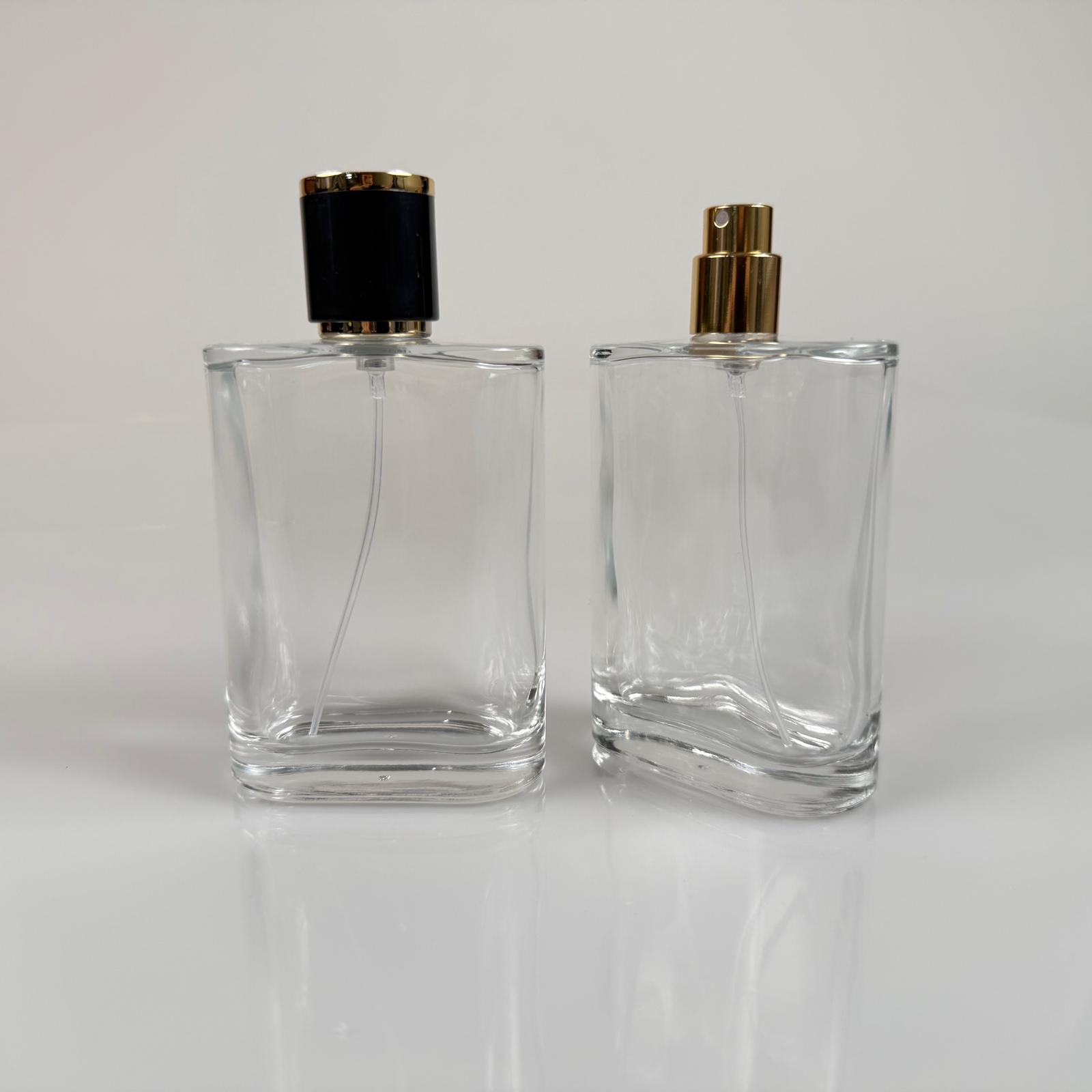 100 Ml Yassı Model Ceo Parfüm Şişesi - Gold Metal Spreyli + Gold Siyah Kapaklı (Ağız 15 Mm Geçme Kolay Kapama)