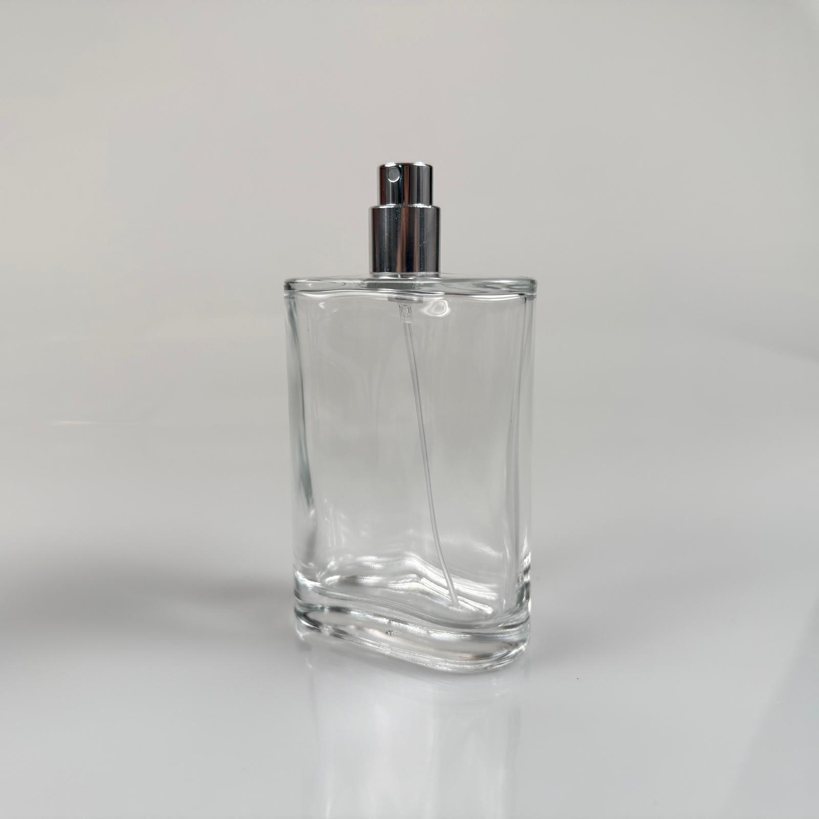 100 Ml Yassı Model Ceo Parfüm Şişesi - Gümüş Metal Spreyli (Ağız 15 Mm Geçme Kolay Kapama)