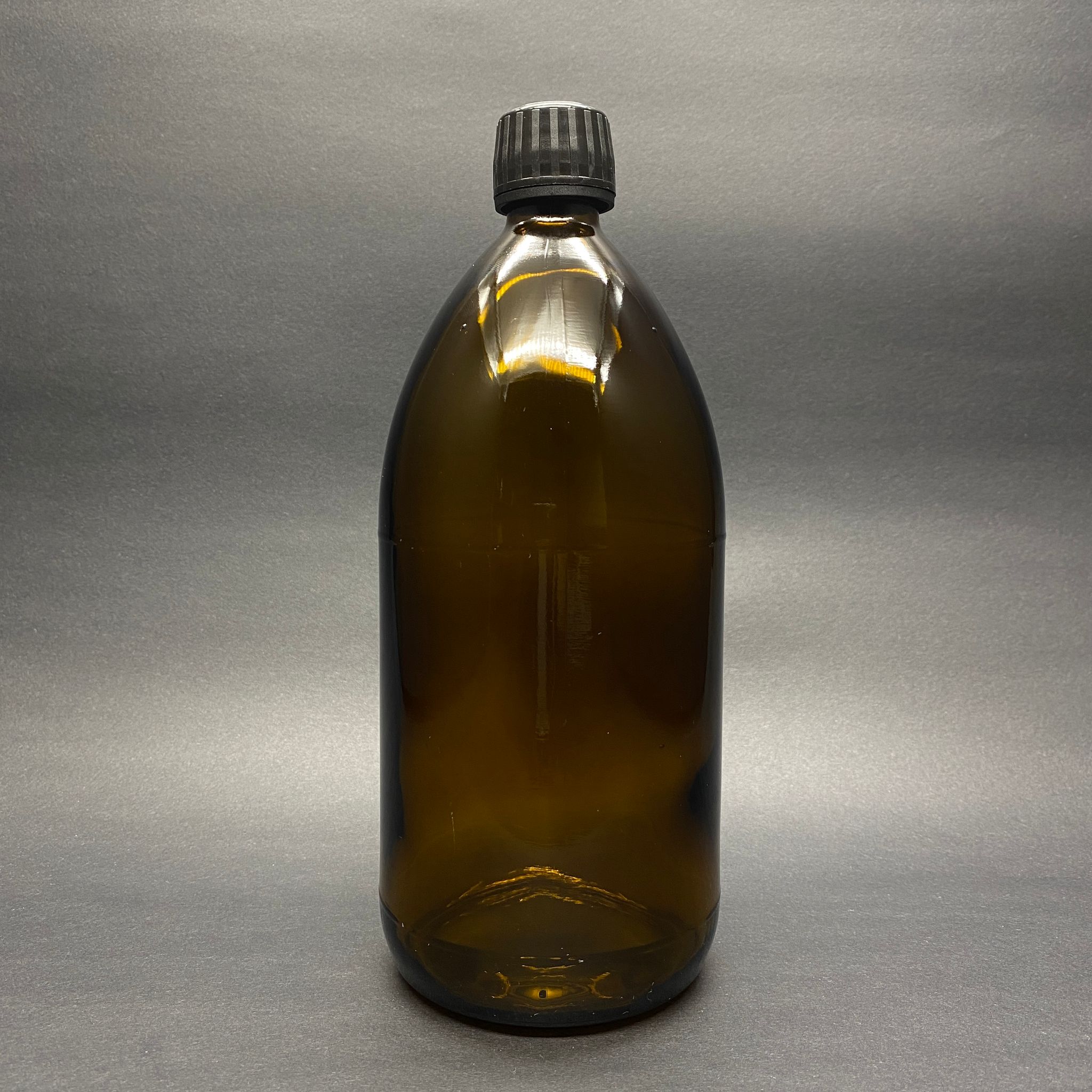 1000 Cc Amber Cam Şişe - Siyah Kilitli Ecza Kapaklı - 1 Lt Cam Ecza Şişesi  - Kahverengi