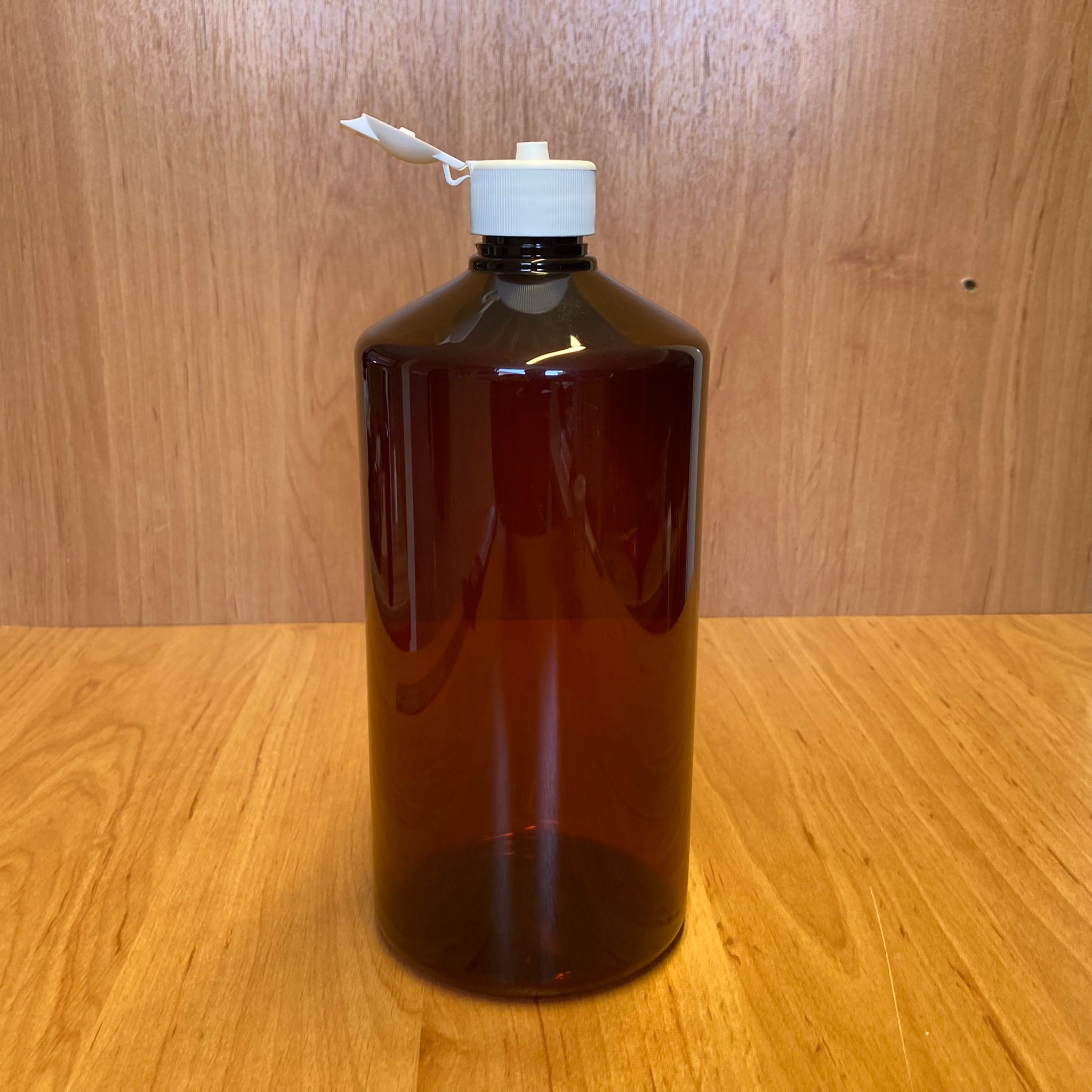 1000 Cc Amber Plastik Şişe - Beyaz Akıtıcılı Fliptop Kapaklı - 1 Litre Kahverengi Boş Plastik Şişe - Açılır Kapanır Kapaklı - Kalın (45 Gr)