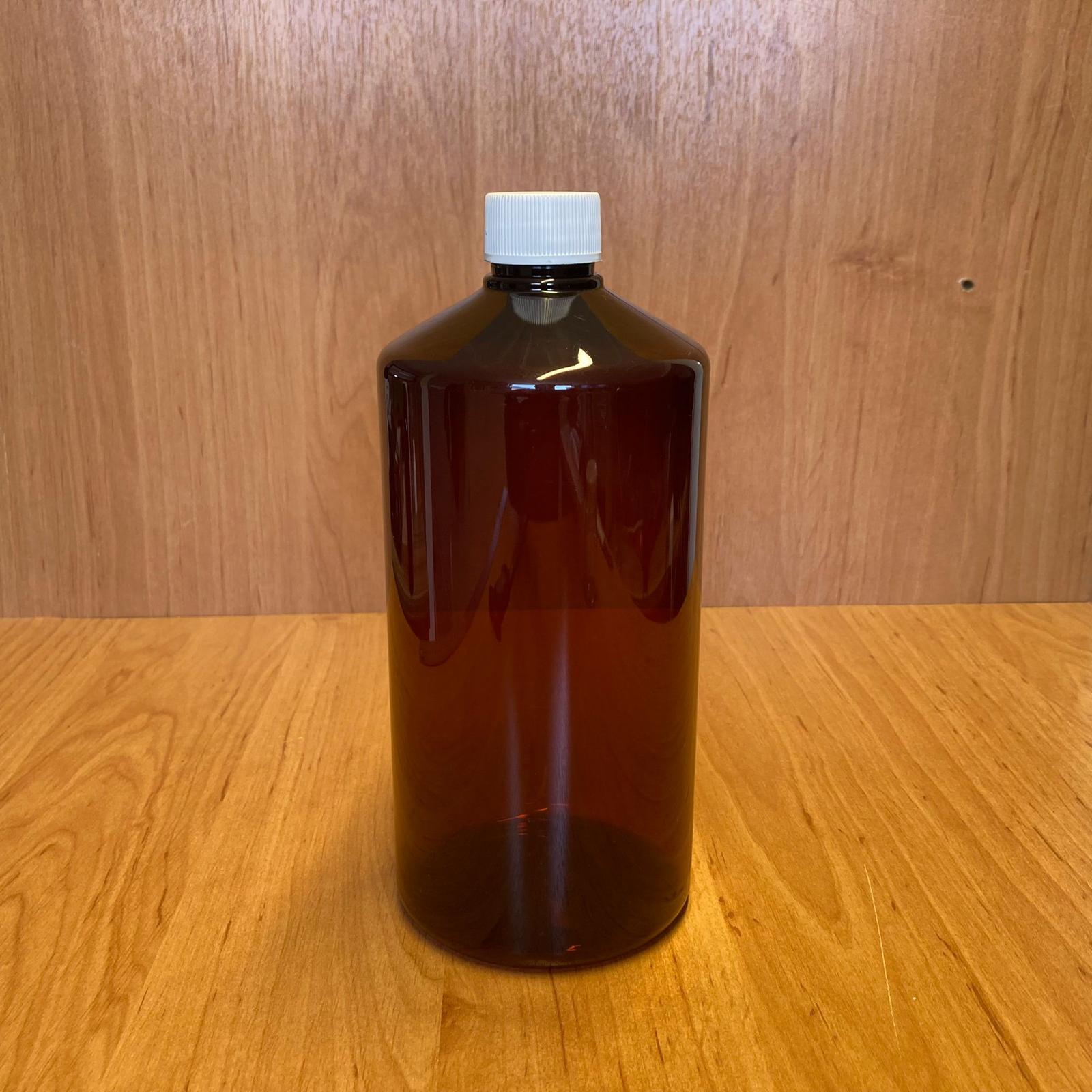 1000 Cc Amber Plastik Şişe - Beyaz Plastik Kapaklı - 1 Litre Kahverengi Boş Plastik Şişe - Kalın (45 Gr)