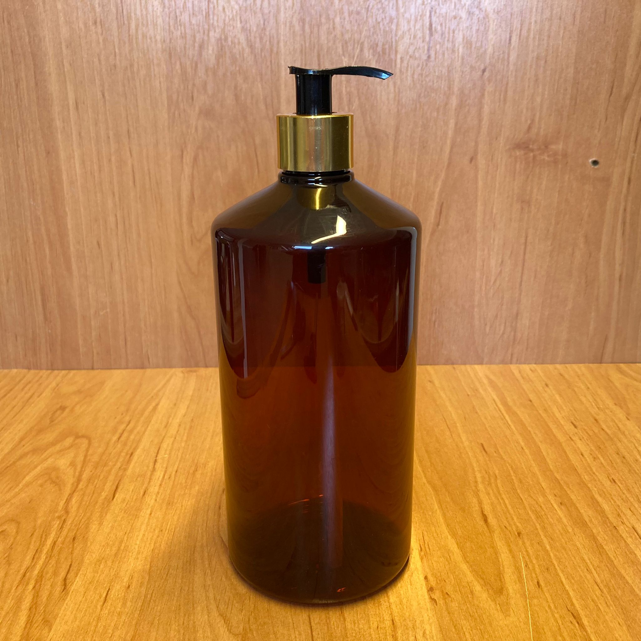 1000 Cc Amber Plastik Şişe - Gold Pompalı - 1 Litre Kahverengi Boş Plastik Şişe - Kalın (45 Gr)