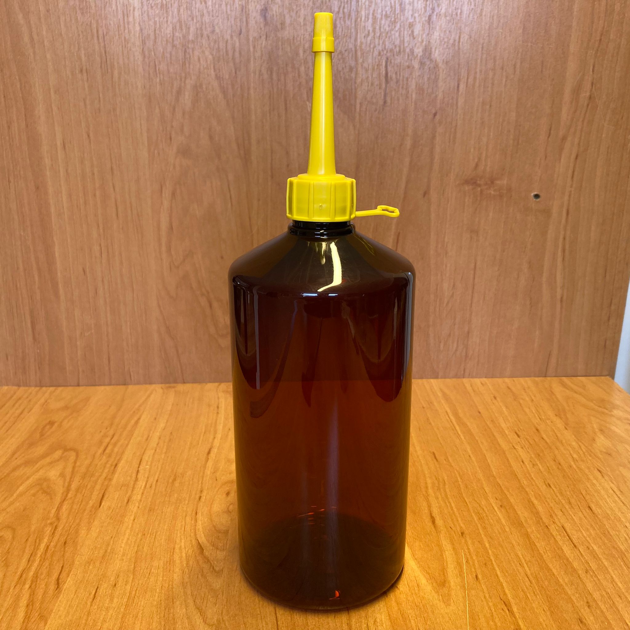 1000 Cc Amber Plastik Şişe - Sarı Akıtıcılı Kapaklı - 1 Litre Kahverengi Boş Plastik Şişe - Kalın (45 Gr)