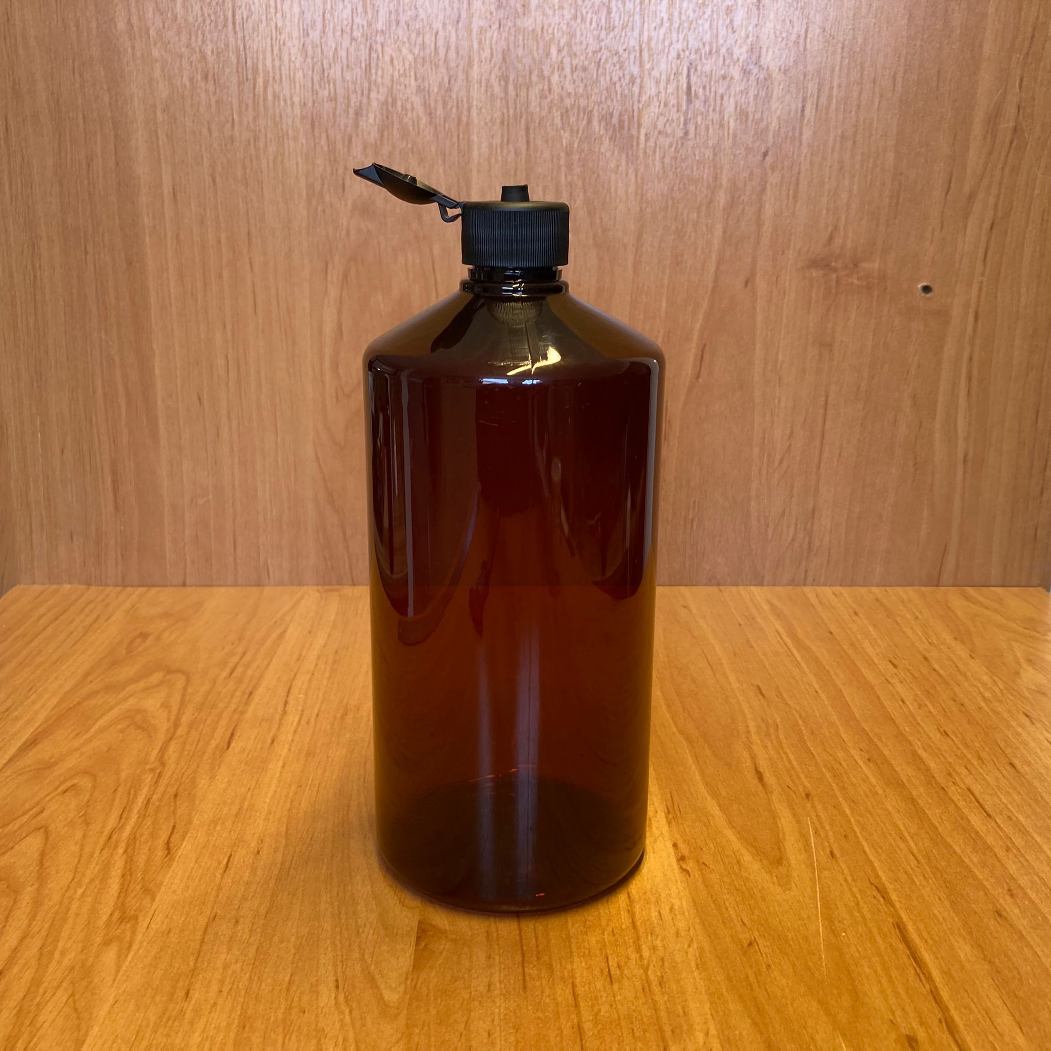 1000 Cc Amber Plastik Şişe - Siyah Akıtıcılı Fliptop Kapaklı - 1 Litre Kahverengi Boş Plastik Şişe - Açılır Kapanır Kapaklı - Kalın (45 Gr)