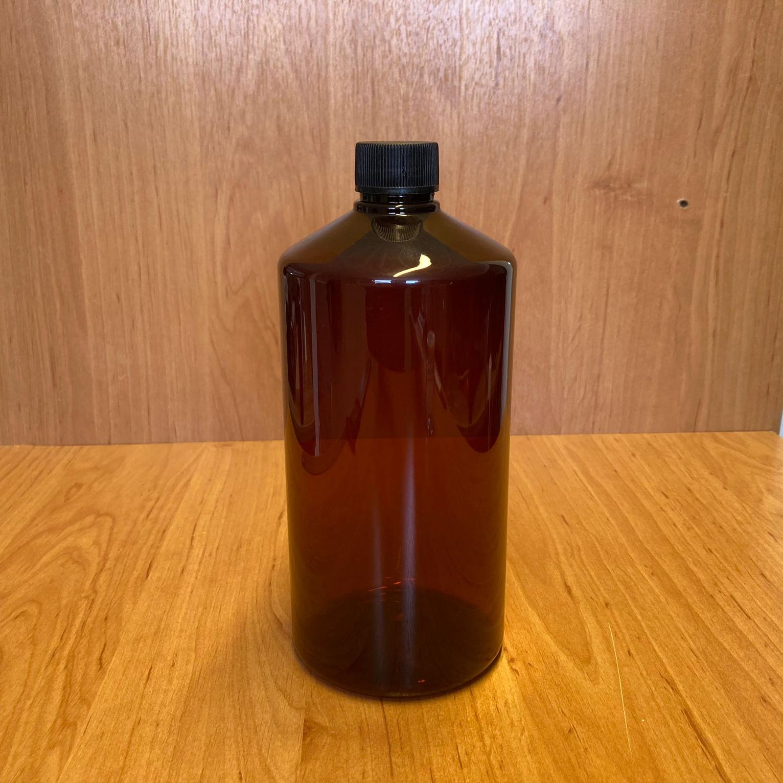 1000 Cc Amber Plastik  Şişe - Siyah Plastik Kapaklı - 1 Litre Kahverengi Boş Plastik Şişe - Kalın (45 Gr)