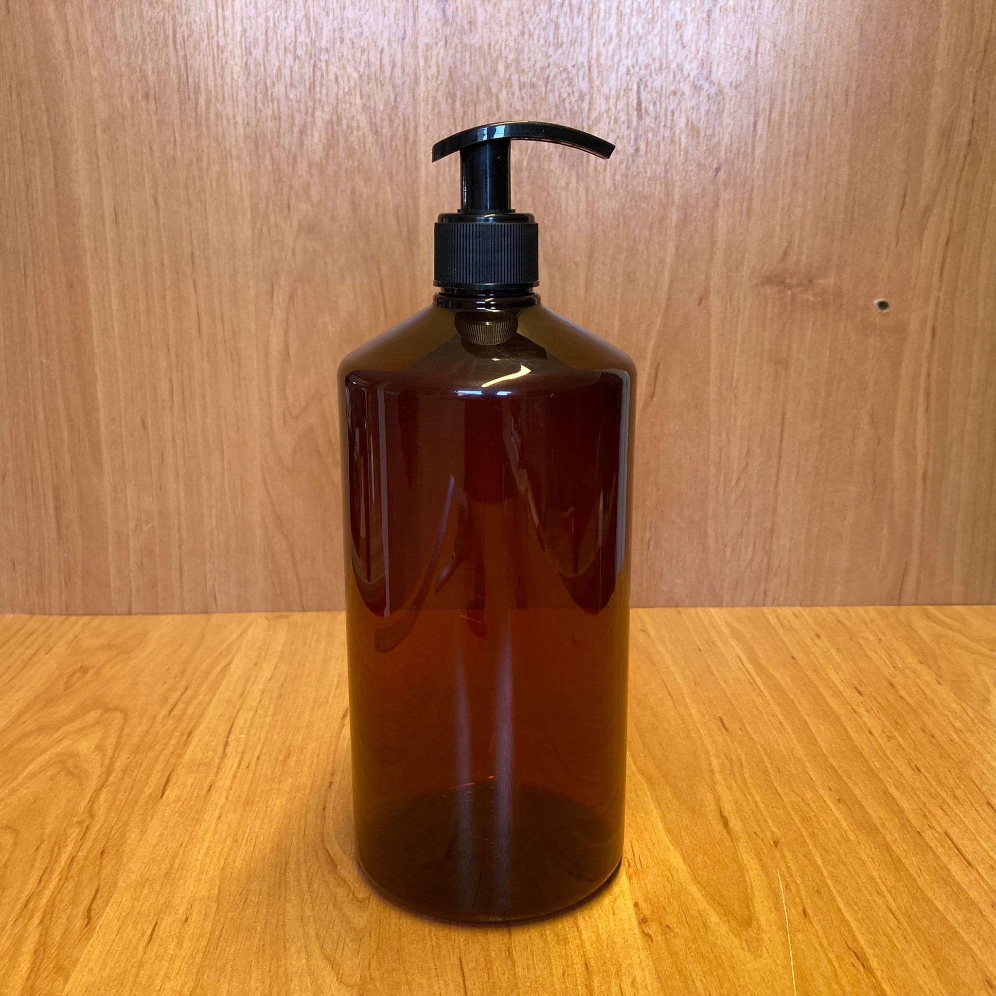 1000 Cc Amber Plastik Şişe - Siyah Pompalı - 1 Litre Kahverengi Boş Plastik Şişe - Kalın (45 Gr)