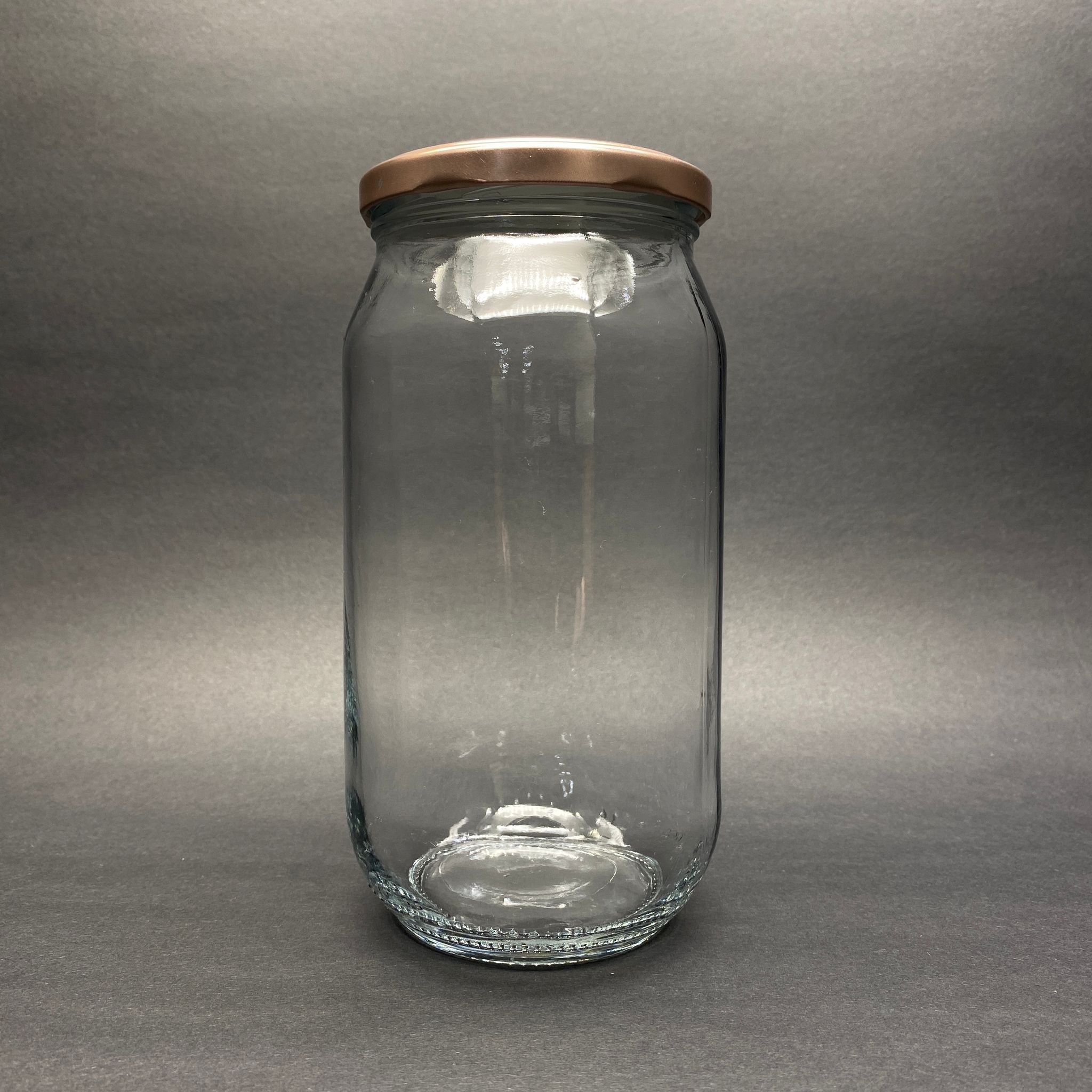 1000 Cc Cam Kavanoz - Bronz Metal Kapaklı - 1000 Ml Cam Konserve Kavanozları