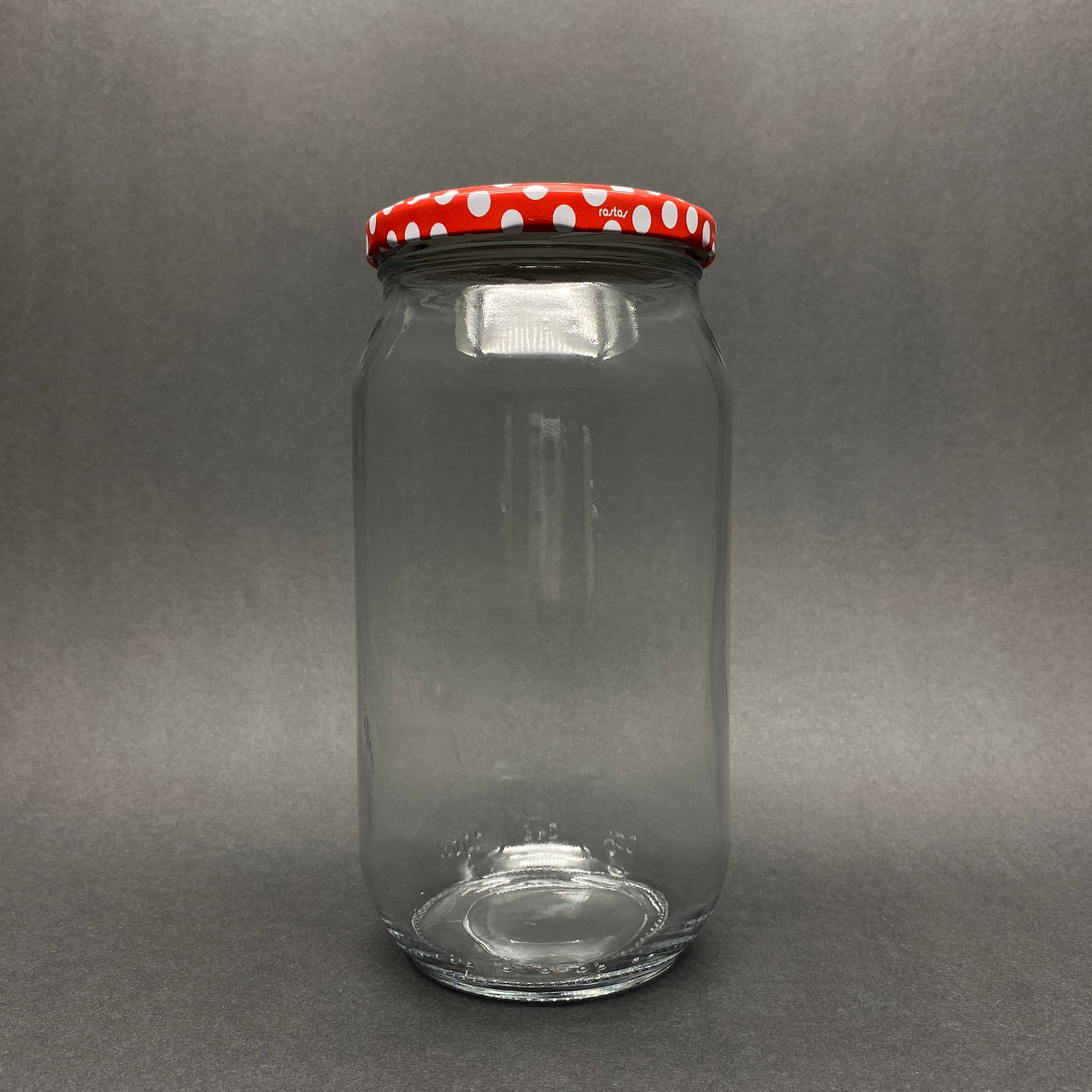 1000 Cc Cam Kavanoz - Puantiyeli Desenli Metal Kapaklı - 1000 Ml Cam Konserve Kavanozu - Litrelik Kavanoz - Paşabahçe