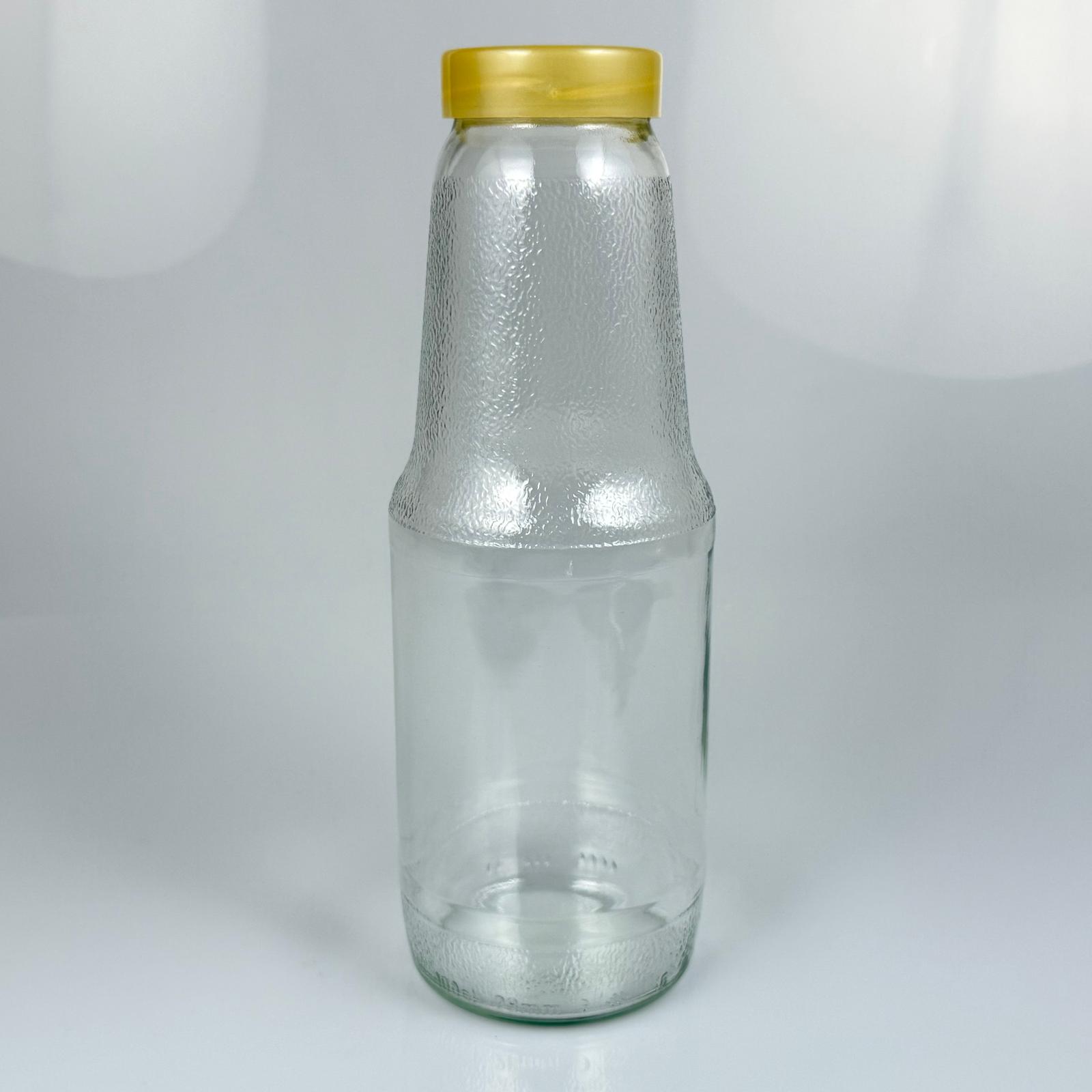 1000 Cc Cam Şişesi + Gold Plastik Kapak - 1 Litre Plastik Kapaklı Cam Şişe