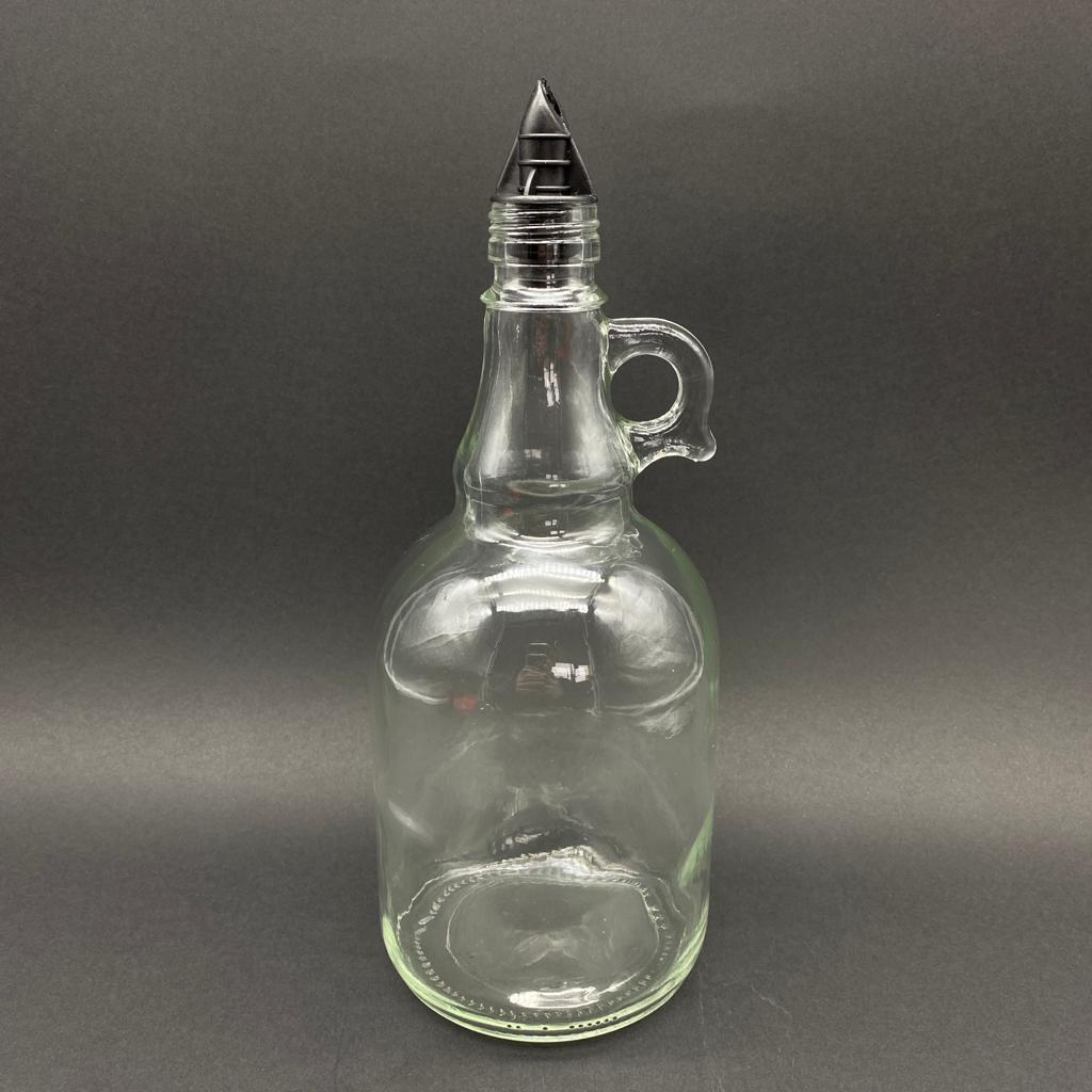 1000 Cc Cam Yağlık - 1 Litre Akıtıcılı Yağ Şişesi Takım