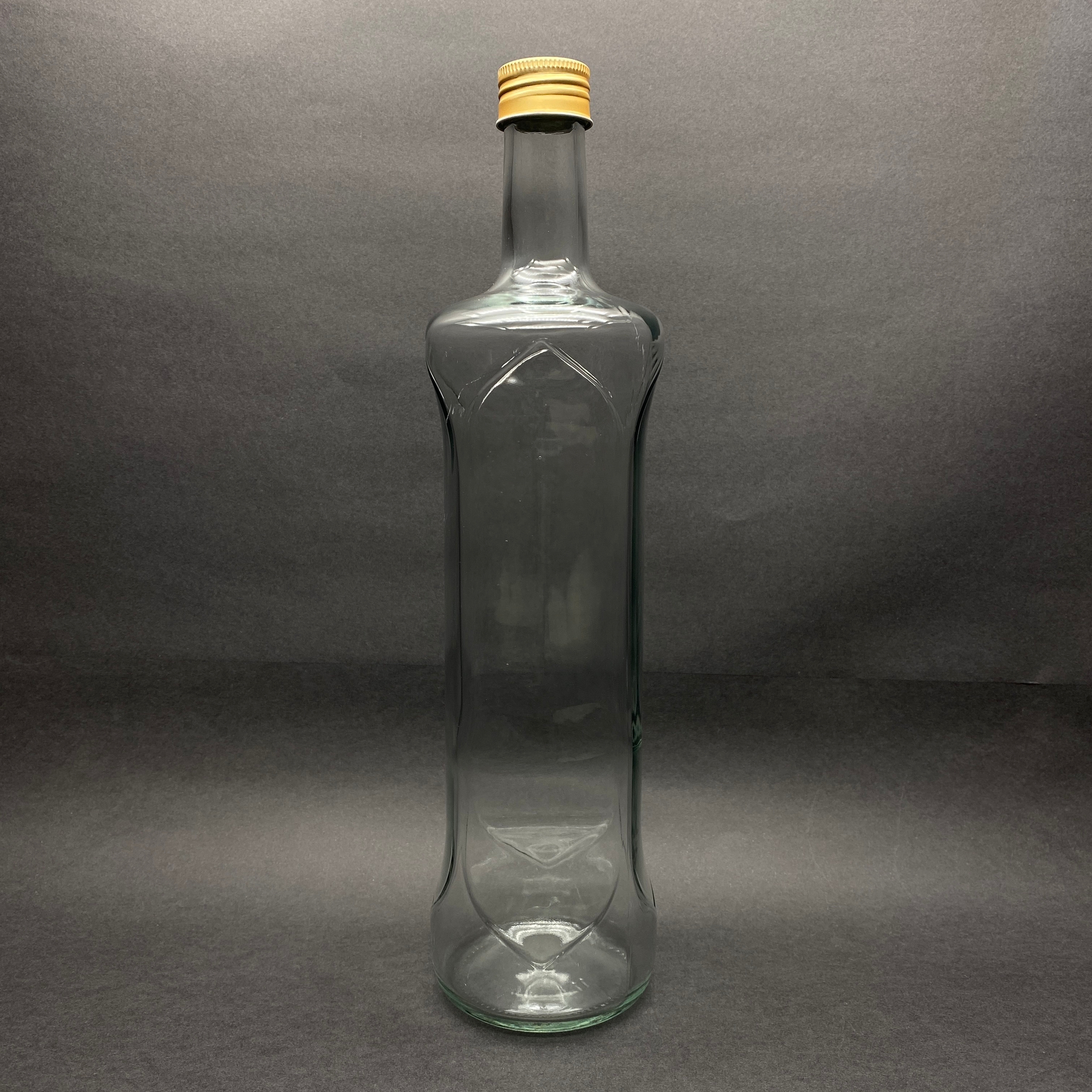 1000 Cc Desenli Dorika Cam Şişe - Gold Metal Alüminyum Kapaklı - 1000 Ml Dorika Yağ Şişesi - Sirke Şişesi