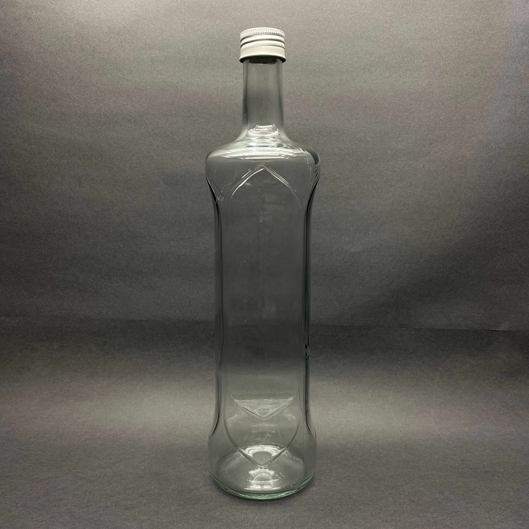 1000 Cc Desenli Dorika Cam Şişe - Gümüş Metal Alüminyum Kapaklı - 1000 Ml Dorika Yağ Şişesi - Sirke Şişesi