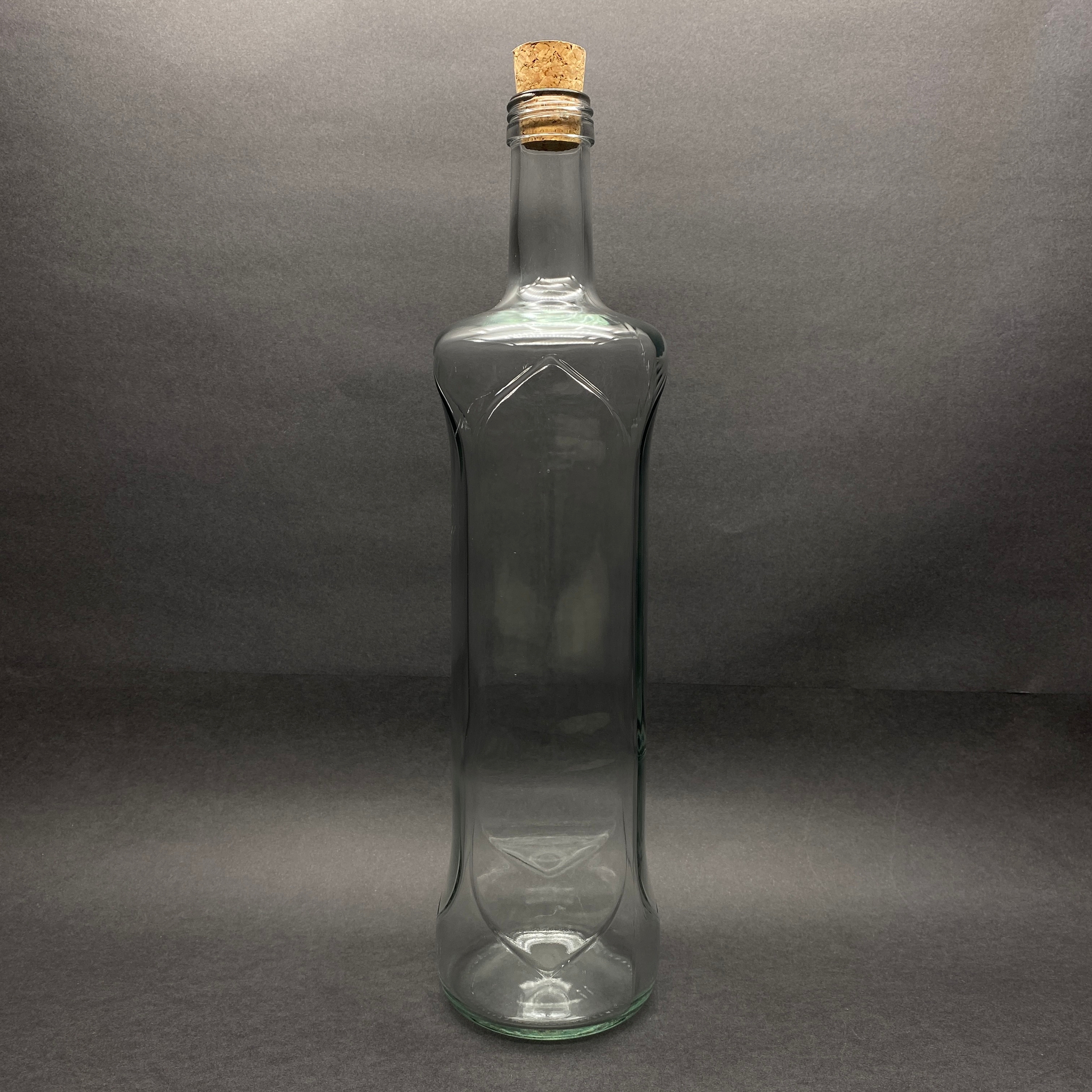 1000 Cc Dorika Desenli Cam Şişe - Mantar Tıpalı - 1000 Ml Dorika Yağ Şişesi - Sirke Şişesi
