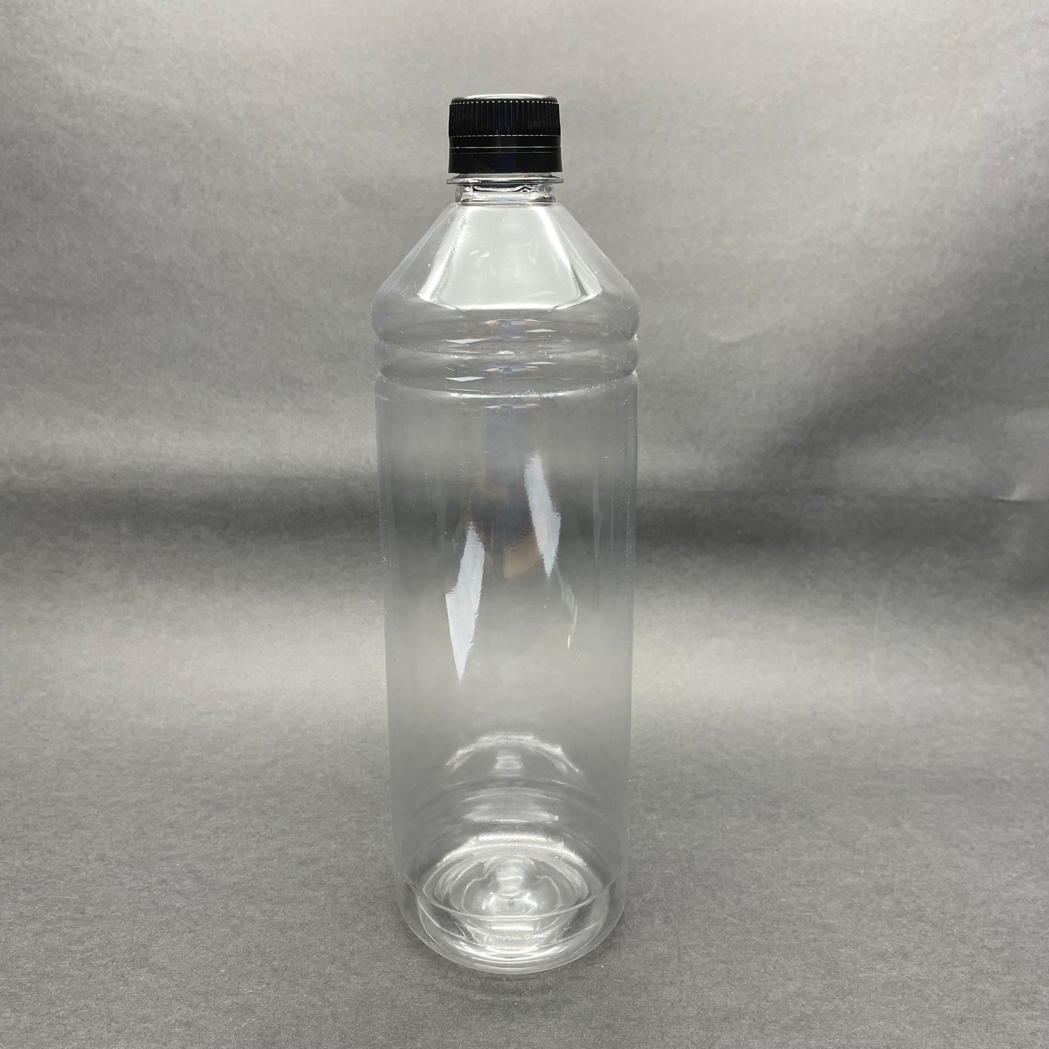 1000 Cc Düz Model Pet Şişe (28 Ağız) - 1 Litre Pet Şişe Siyah Contalı Kilitli Kapaklı