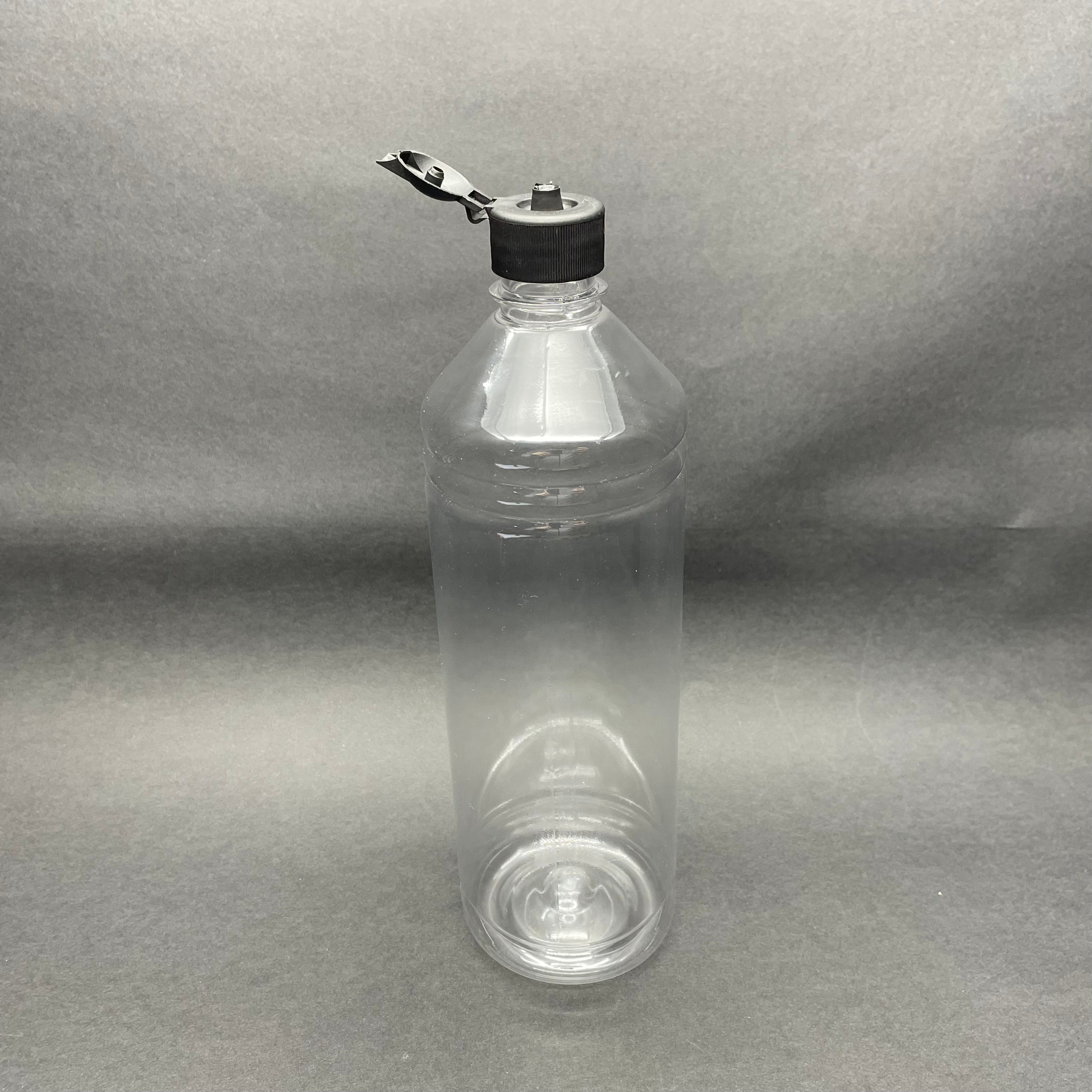 1000 Cc Düz Model Pet Şişe (28 Ağız) - 1 Litre Pet Şişe Siyah Fliptop Açılır Kapanır Kapaklı