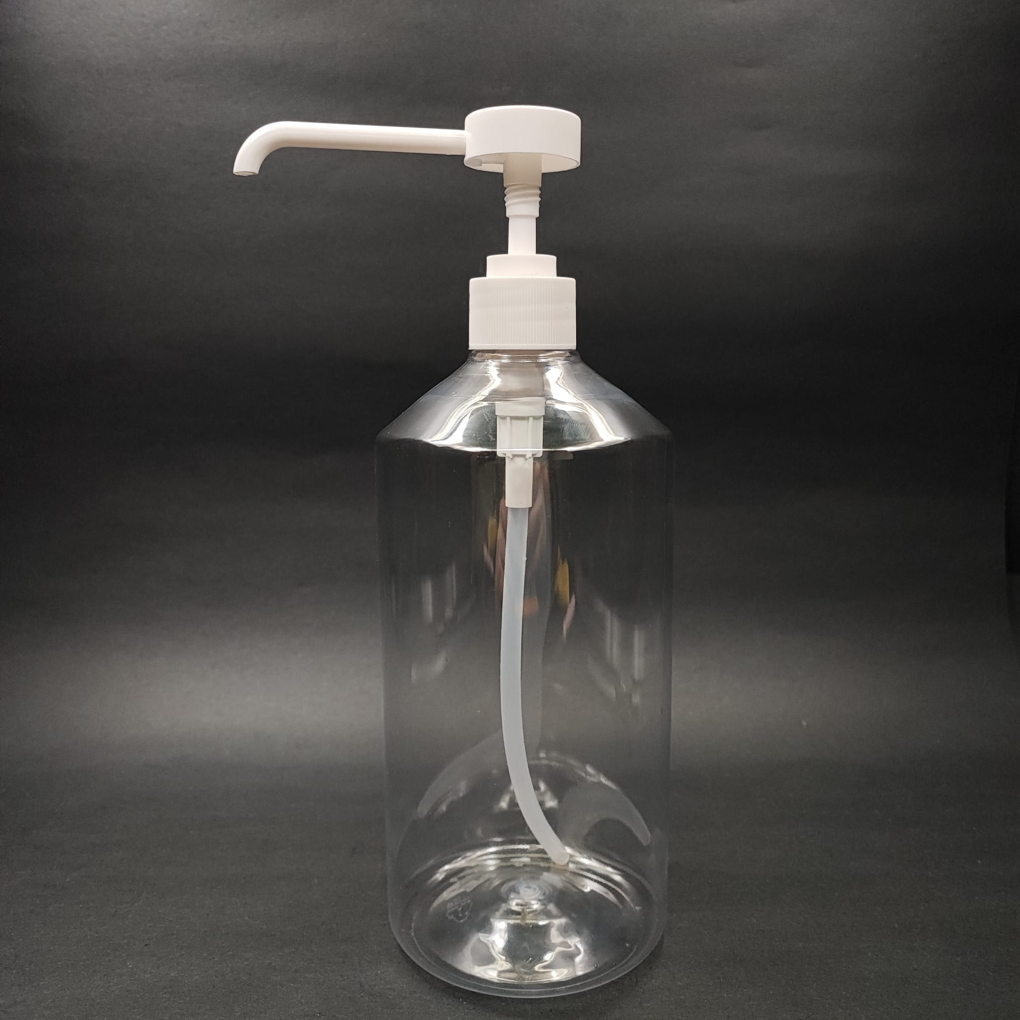 1000 Cc Düz Model Pet Şişe Küt Boyunlu  Beyaz Püskürtücü Eyüp Sabri Model Spreyli Pompa  - 1 Litre Kolonya Pompalı Pet Şişe