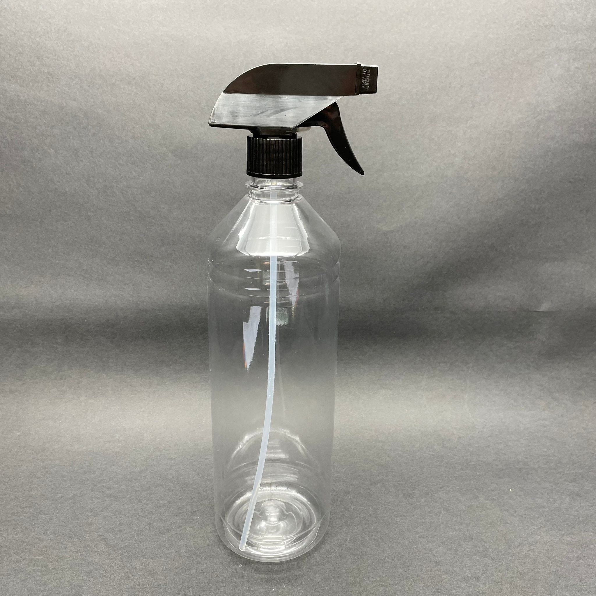 1000 Cc Düz Model Spreyli Pet Şişe  - 1 Litre Pet Şişe Siyah Tetik Spreyli Çok Amaçlı Spreyli Boş Pet Şişe