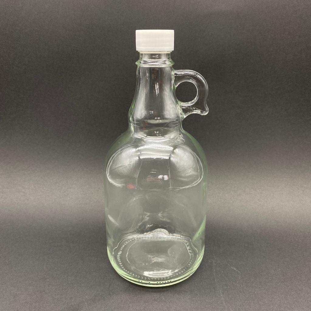 1000 Cc Kulplu Galon Şişe - 1 Litre Galon Kulplu Cam Şişe - Beyaz Plastik Kapaklı