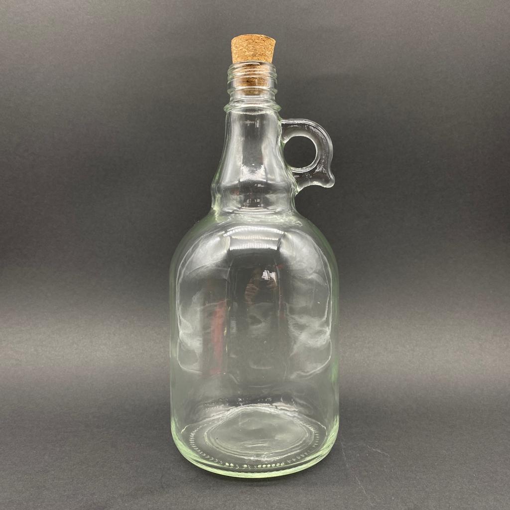 1000 Cc Kulplu Galon Şişe - 1 Litre Galon Kulplu Cam Şişe - Mantar Tıpalı