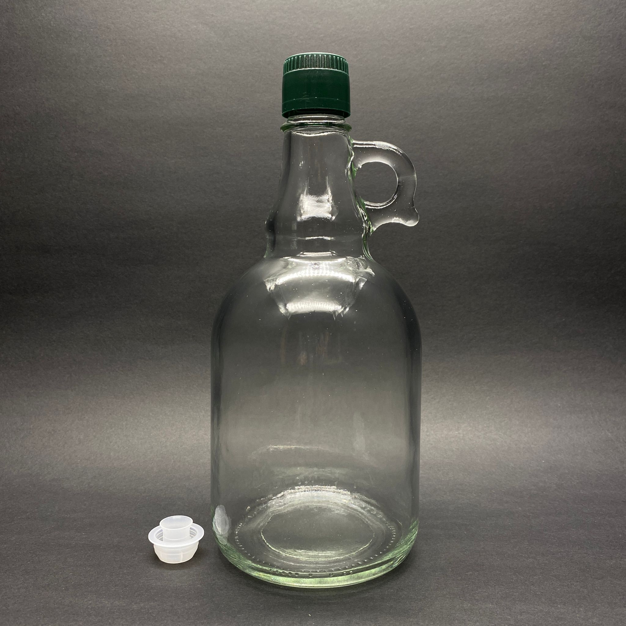 1000 Cc Kulplu Galon Şişe - Yeşil Drop - Stop Kilitli Akıtıcılı Plastik Kapaklı - 1 Litre Galon Kulplu Cam Şişe