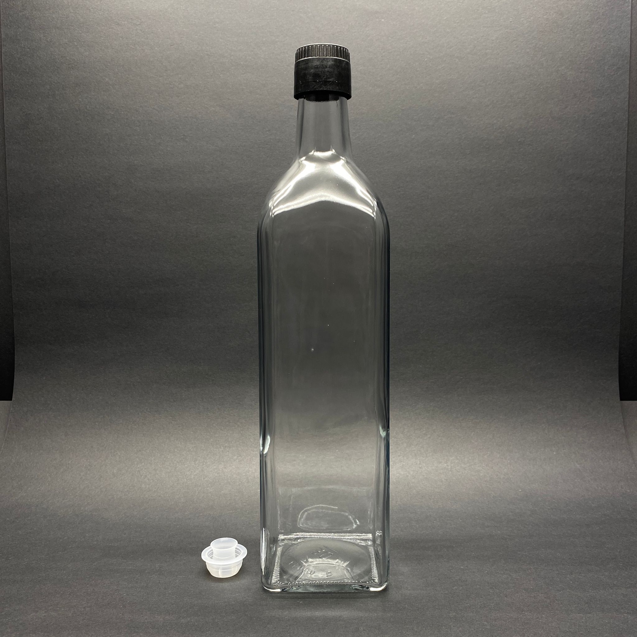 1000 Cc Maraska Cam Şişe - Kilitli Siyah Akıtıcılı Drop - Stop Kapaklı - 1000 Ml Köşeli Yağ Şişesi - Sirke Şişesi - 1 Lt Maraska Köşeli Şeffaf Cam Şişe