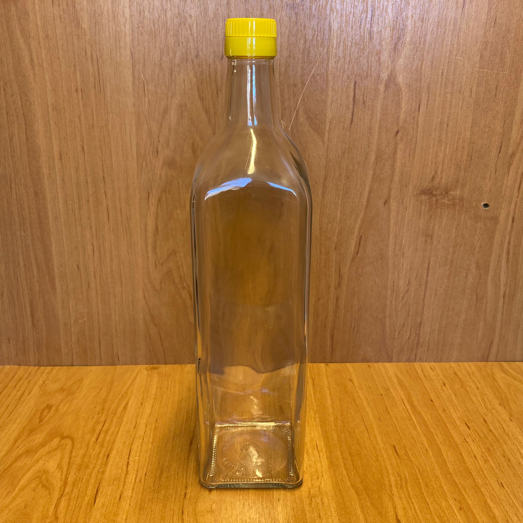 1000 Cc Maraska Cam Şişe - Standart Sarı Çakma Kapaklı - 1 Litre Köşeli Cam Şişe - Bastırarak Kapanır