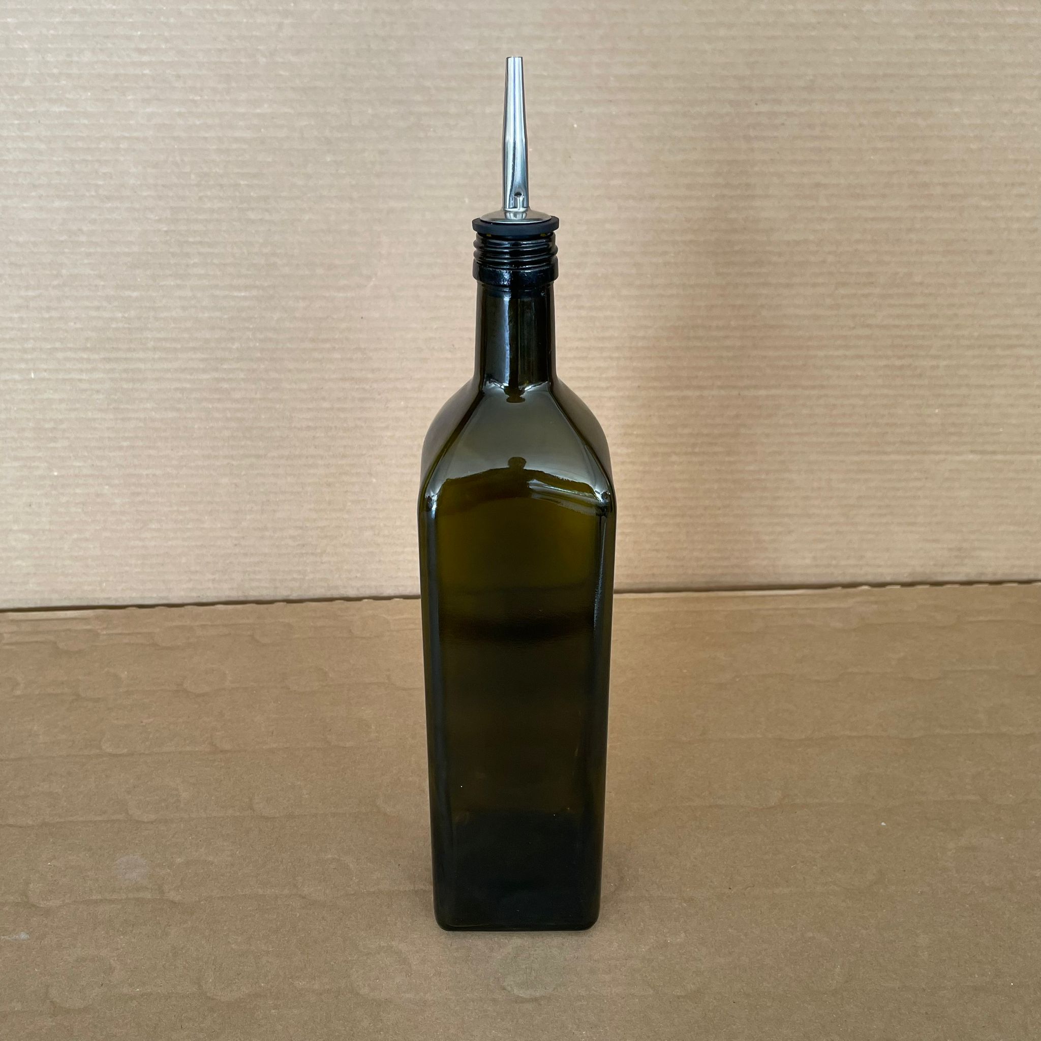 1000 Cc Maraska Yeşil Cam Şişe - Çelik Yağdanlık Tıpalı - 1 Litre Yağ Şişesi - Sirke Şişesi