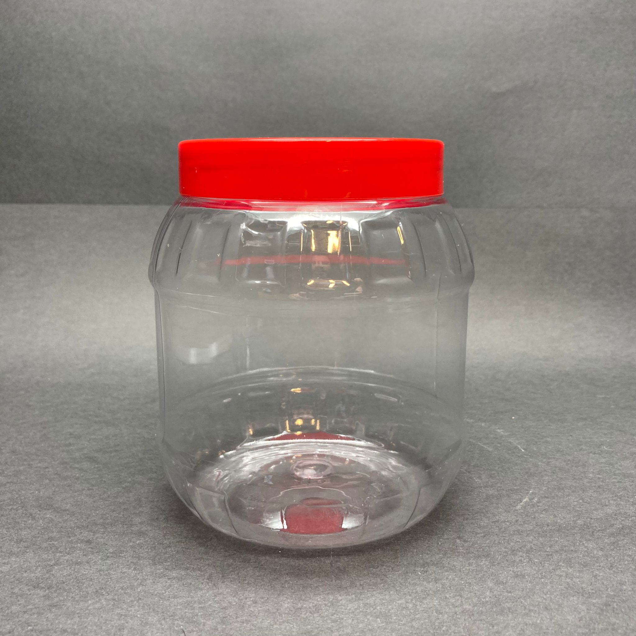 1000 Cc Pet Kavanoz - Kırmızı Plastik Kapaklı - 1 Litre Plastik Kavanoz