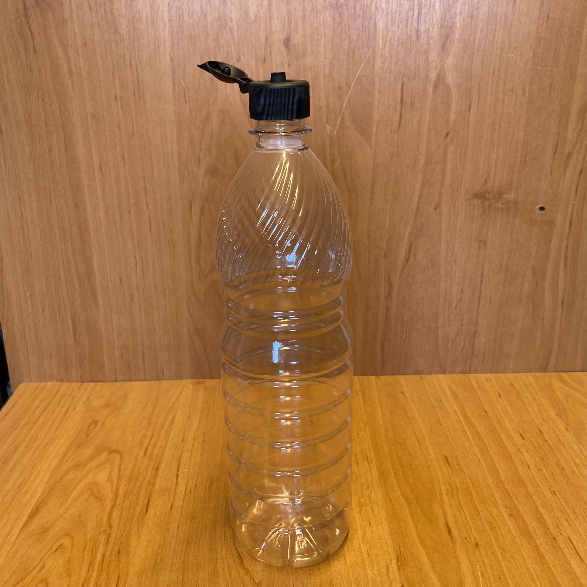 1000 Cc Plastik Şişe - Siyah Akıtıcılı Fliptop Kapaklı - 1 Litre Boş Pet Şişe - Açılır Kapanır Kapaklı
