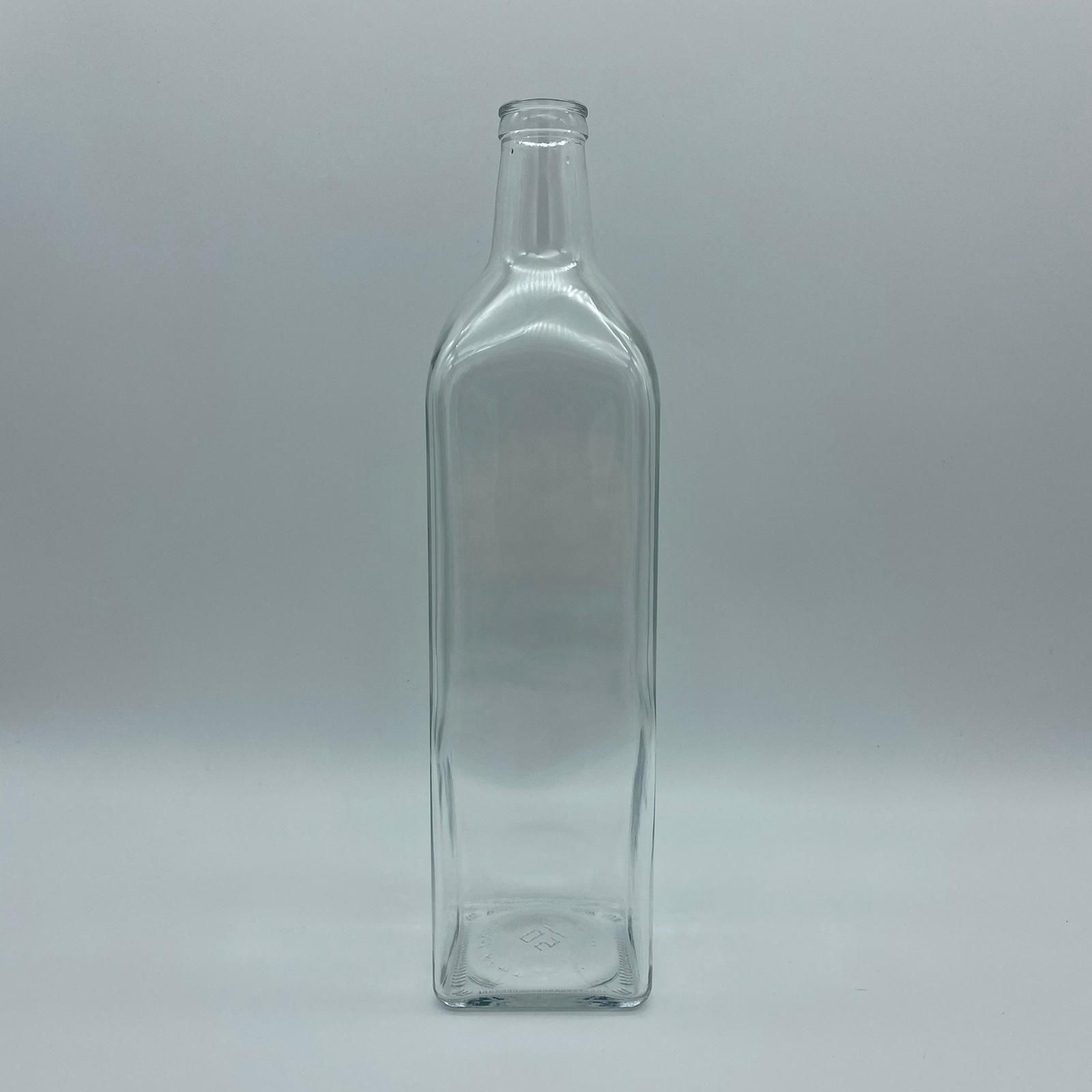 1000 Cc Şeffaf Cam Köşeli Maraska Şişe Kapaksız (Çakma 28 Ağız)  - 1 Litre Köşeli Cam Şişe - 1000 Ml Maraska Şişe