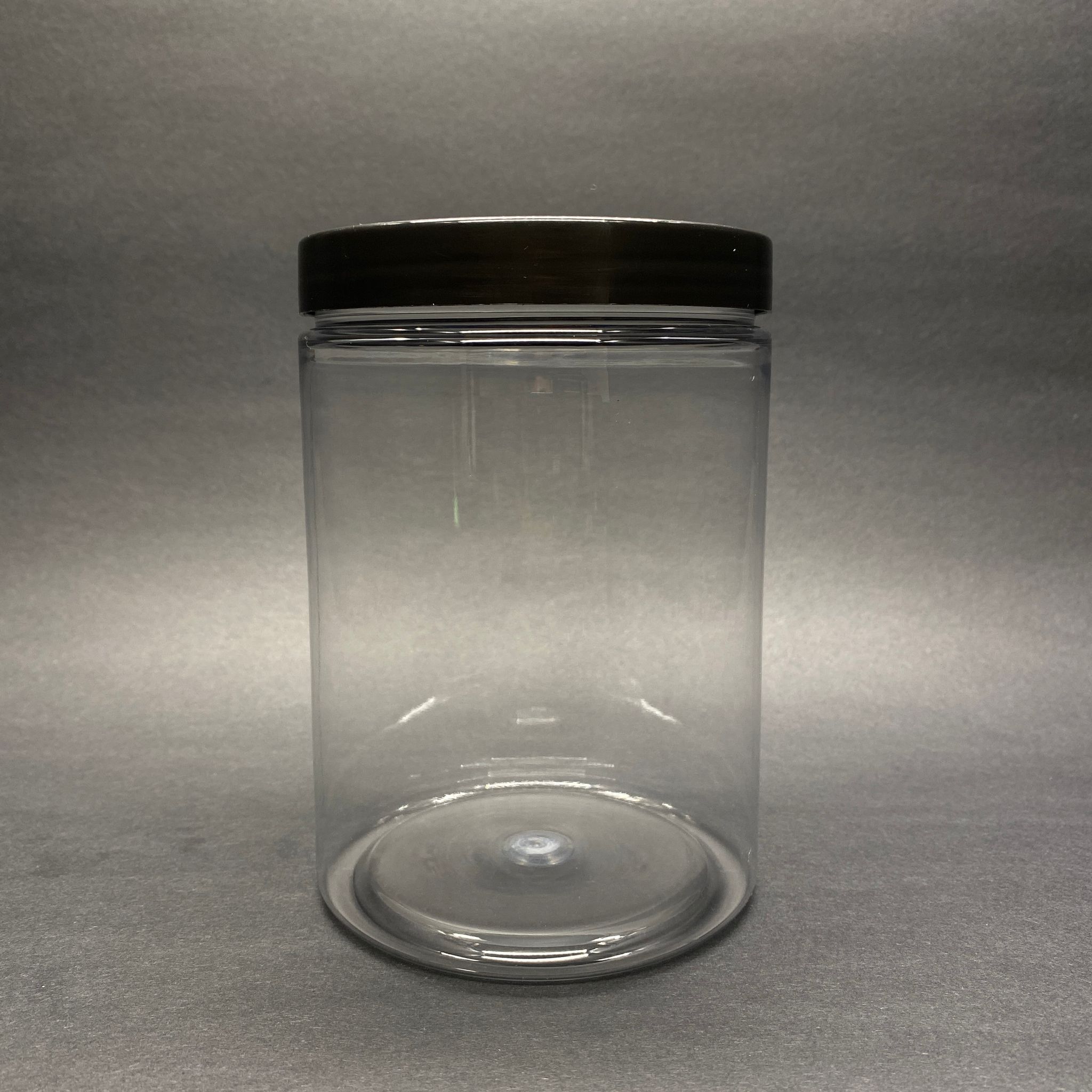 1000 Cc Silindir Sert Plastik Kavanoz - Siyah Kapaklı - 1000 Ml Üst Kalite Pet Kavanoz