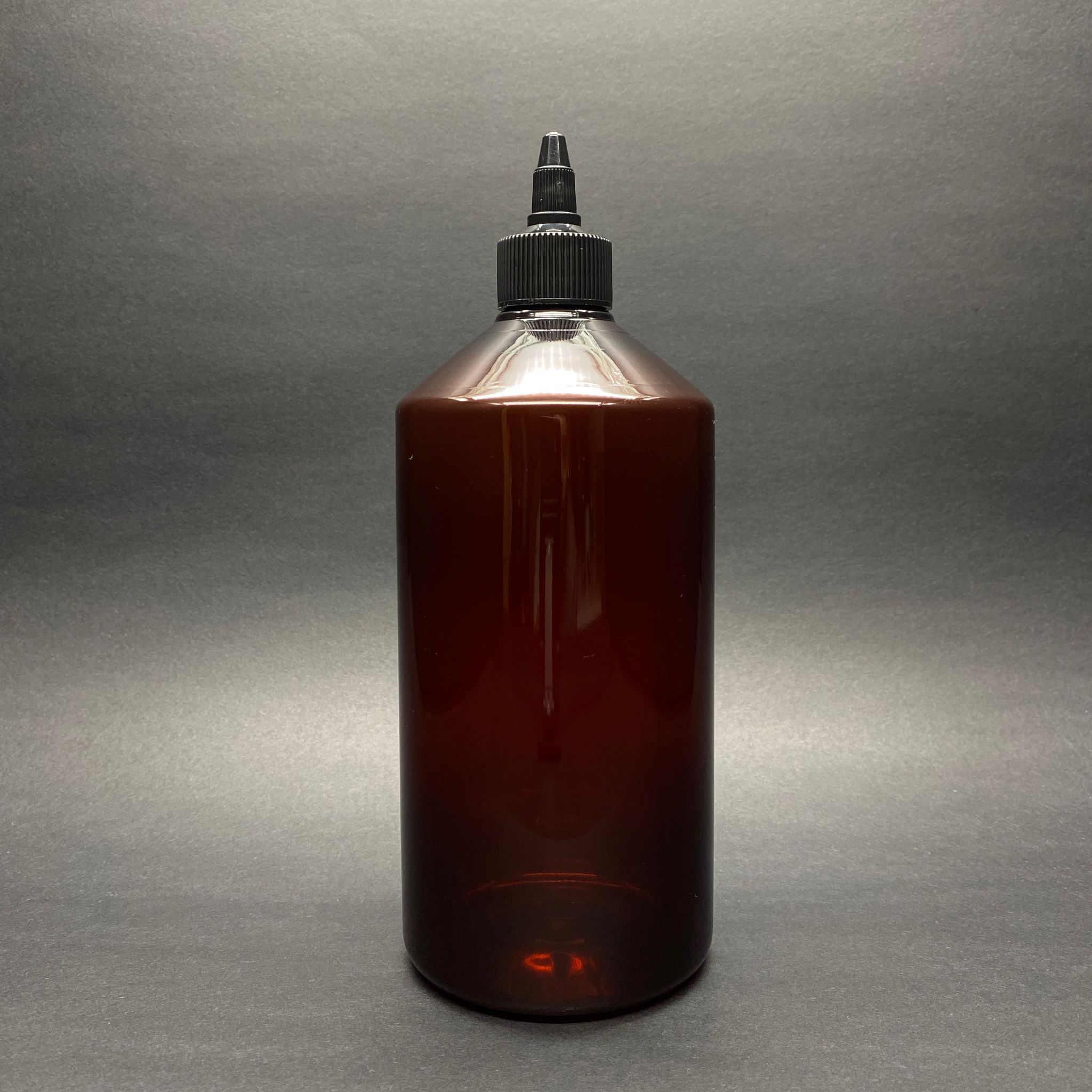 1000 Cc Sivri Twist Asansör Kapaklı Amber Pet Şişe - 1 Litre Akıtıcı Siyah Kapaklı Pet Şişe